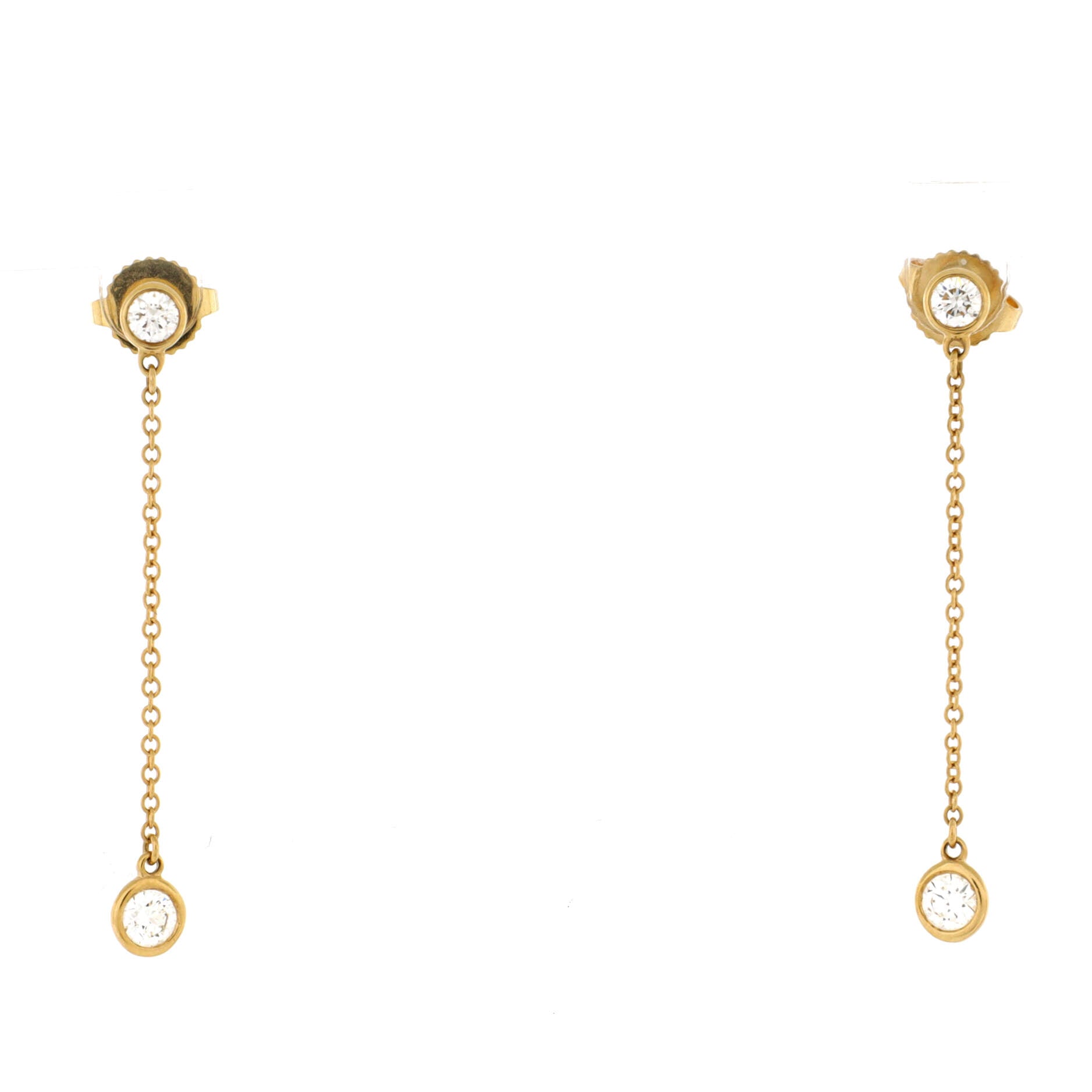 Elsa Peretti Diamonds By The Yard Drop Earrings 18K Yellow Gold with Diamonds .39CT
