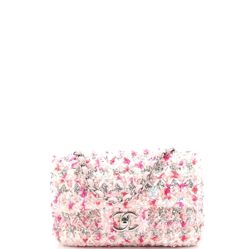 Classic Single Flap Bag Quilted Tweed and Ribbon Mini
