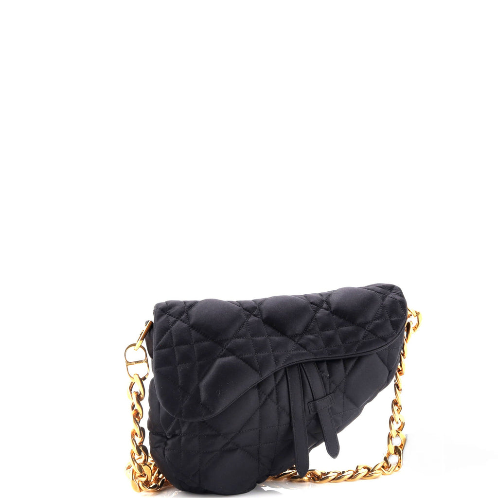 x ERL Venice Saddle Chain Bag Cannage Quilt Satin