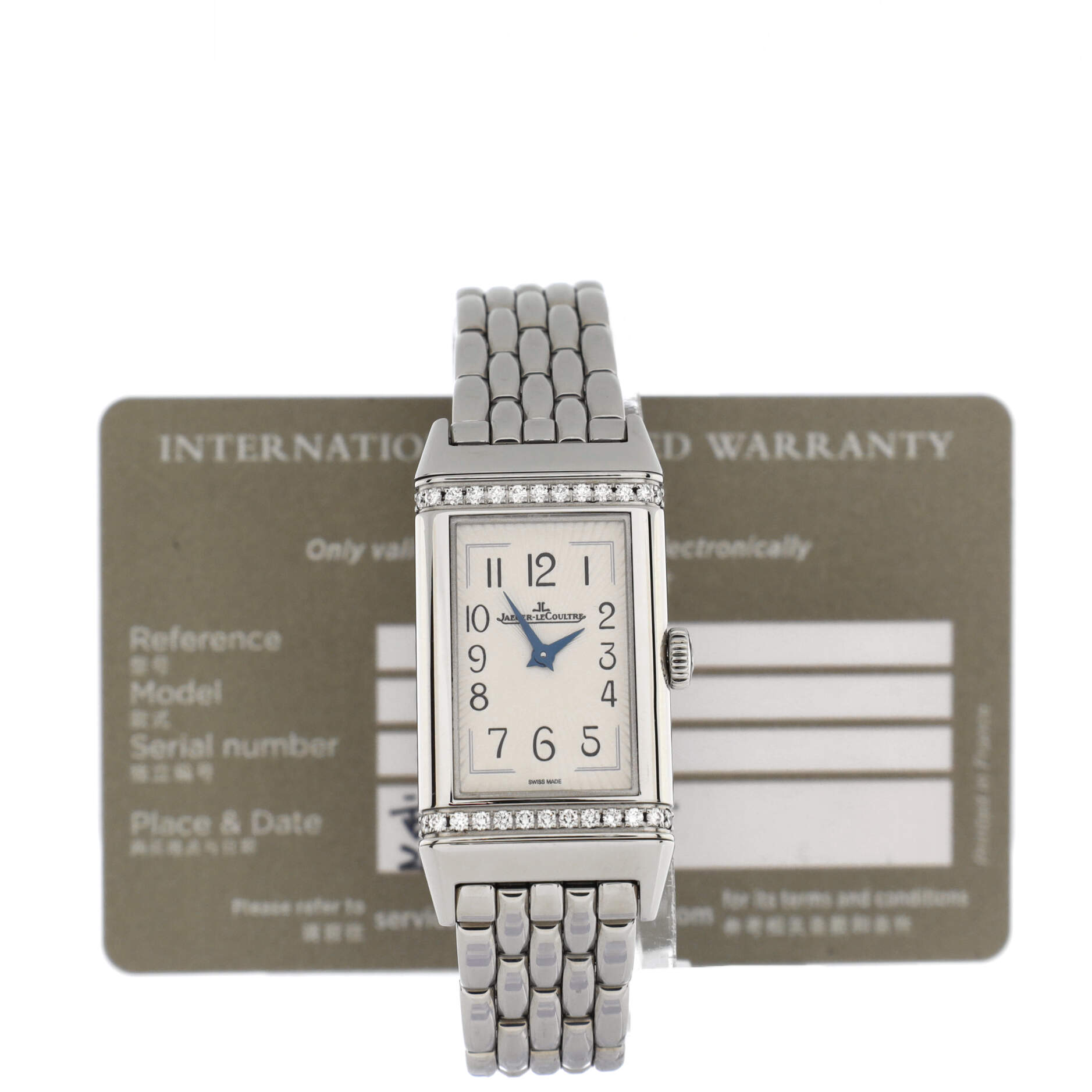 Reverso One Monoface Quartz Watch Stainless Steel with Diamond Bezel 20