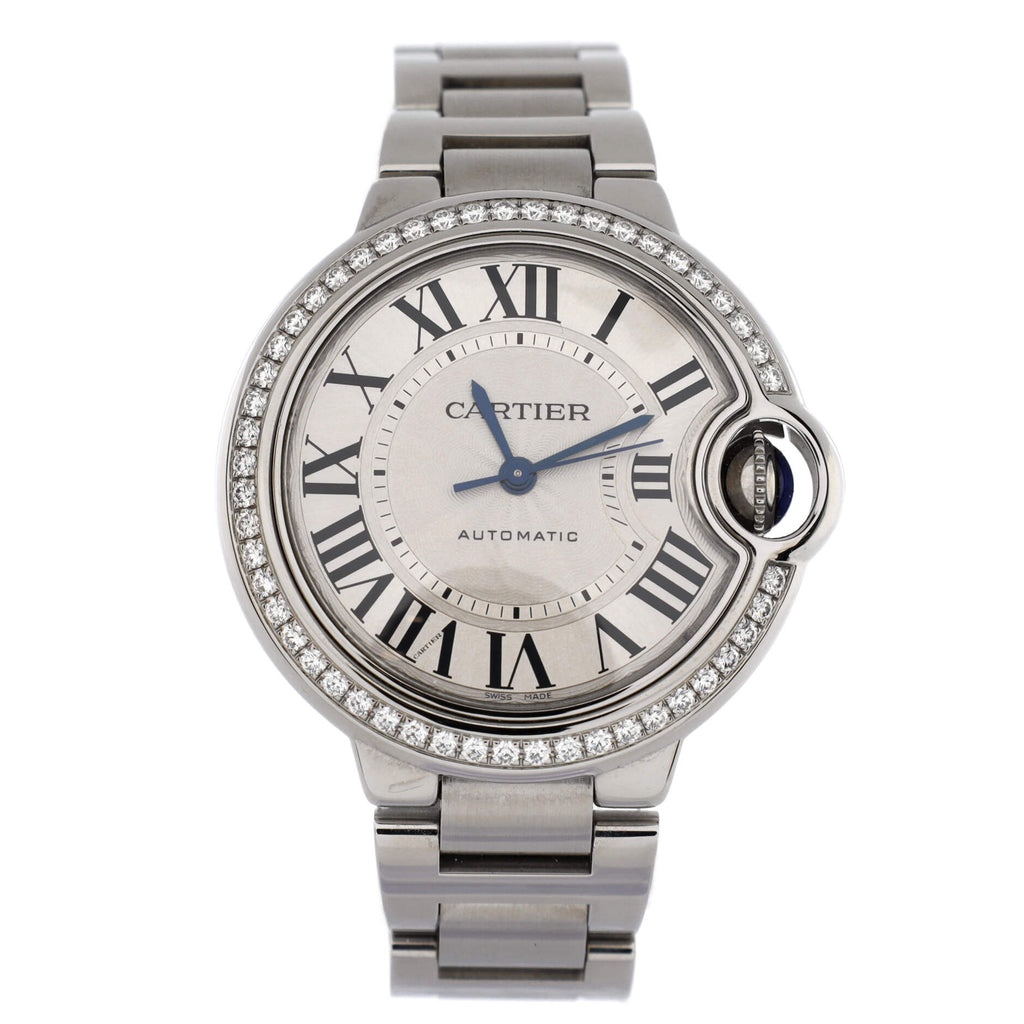 Ballon Bleu de Cartier Automatic Watch Stainless Steel with Diamond Bezel 33