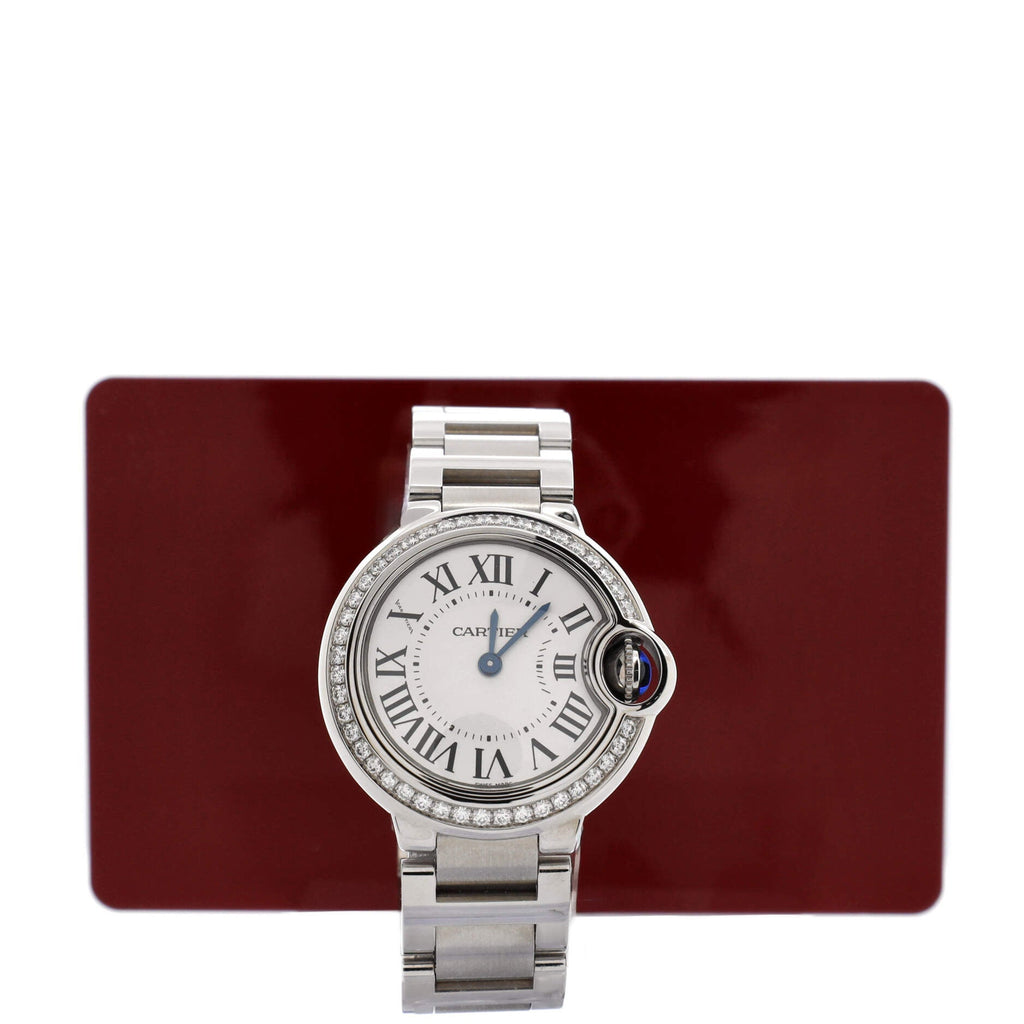 Ballon Bleu de Cartier Quartz Watch Stainless Steel with Diamond Bezel 28