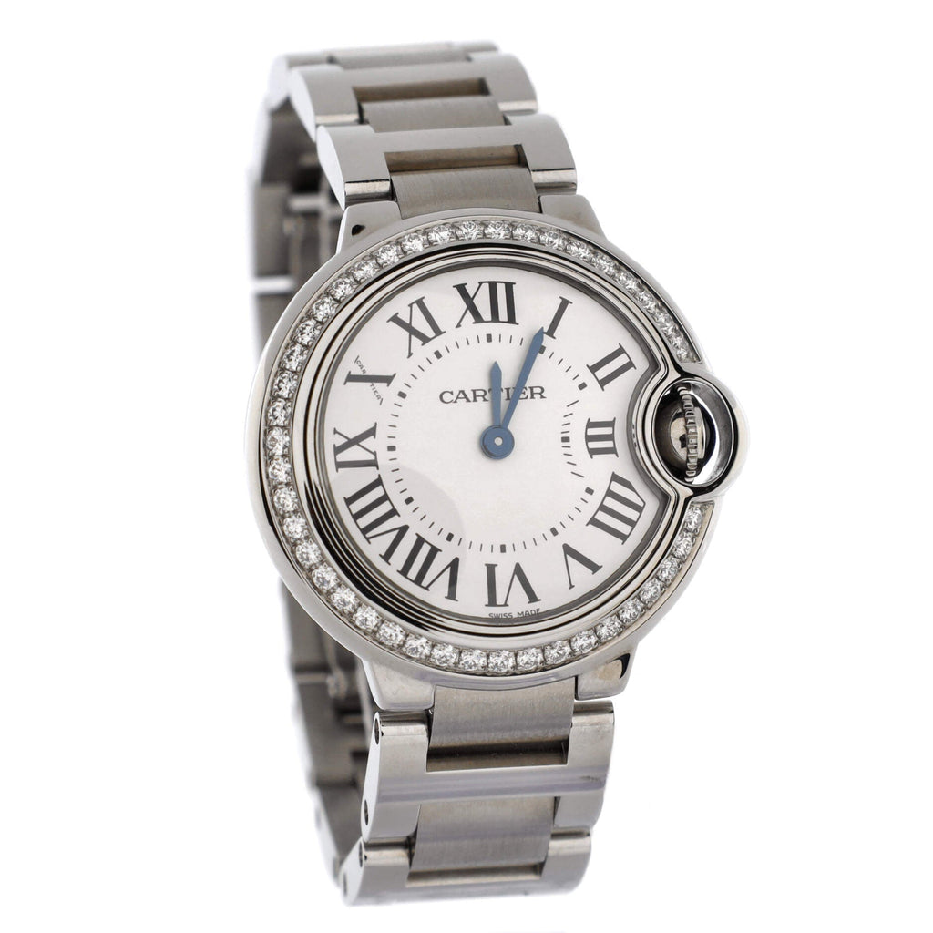 Ballon Bleu de Cartier Quartz Watch Stainless Steel with Diamond Bezel 28