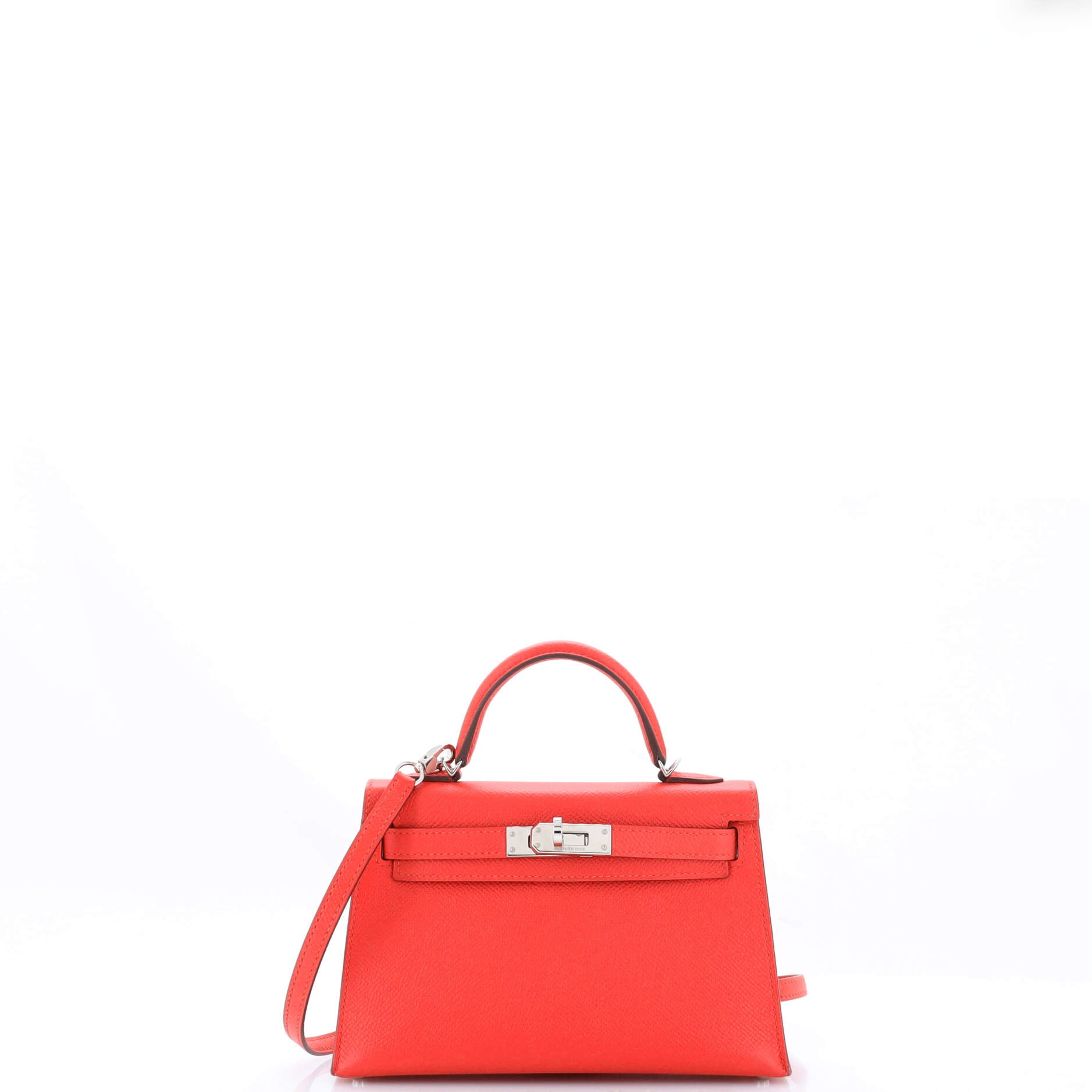 Kelly Mini II Bag Rouge Tomate Epsom with Palladium Hardware 20