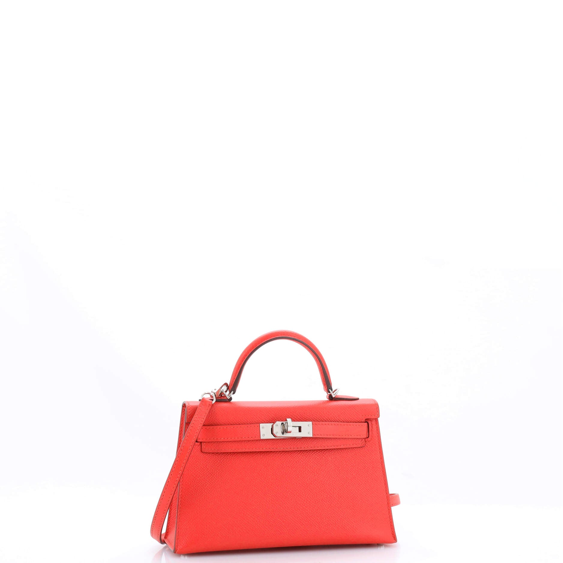 Kelly Mini II Bag Rouge Tomate Epsom with Palladium Hardware 20