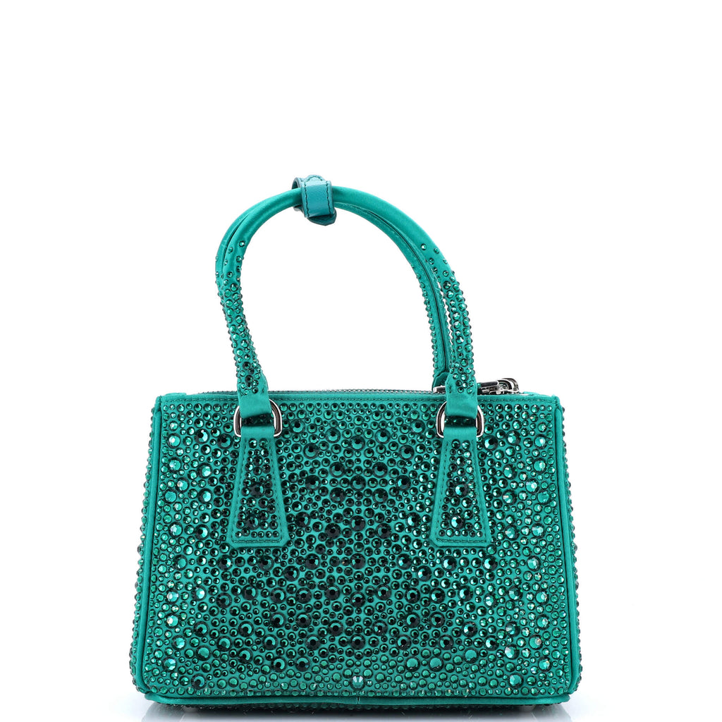 Galleria Double Zip Tote Crystal Embellished Satin Mini