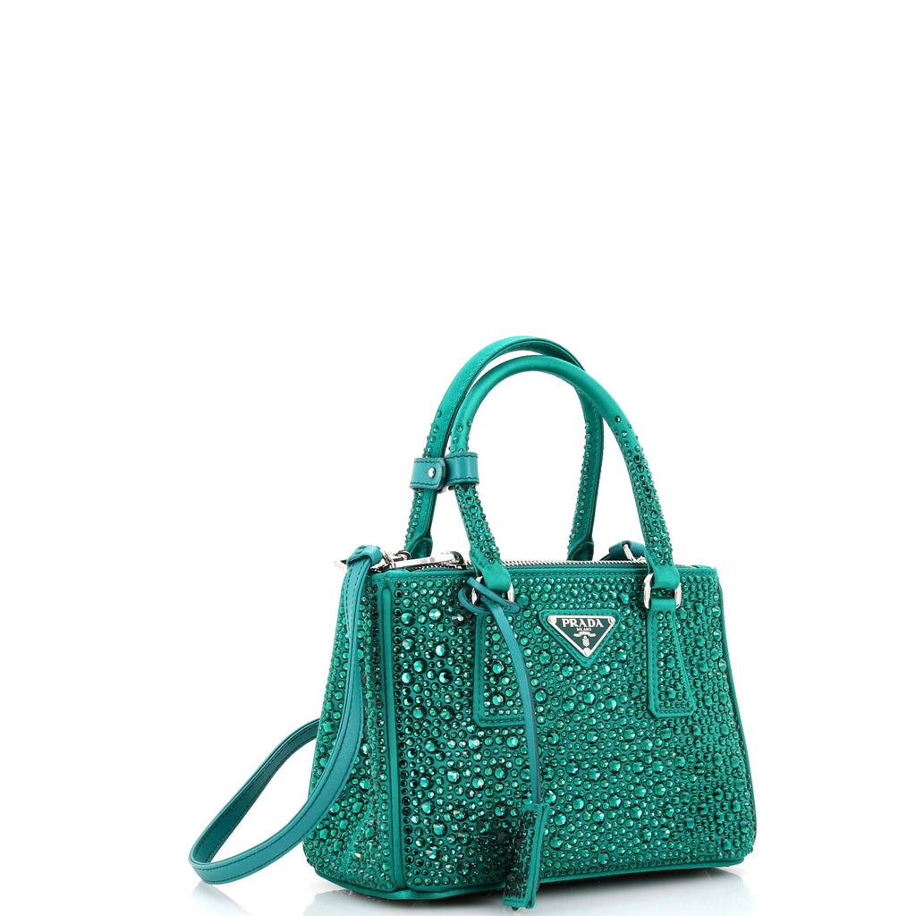 Galleria Double Zip Tote Crystal Embellished Satin Mini