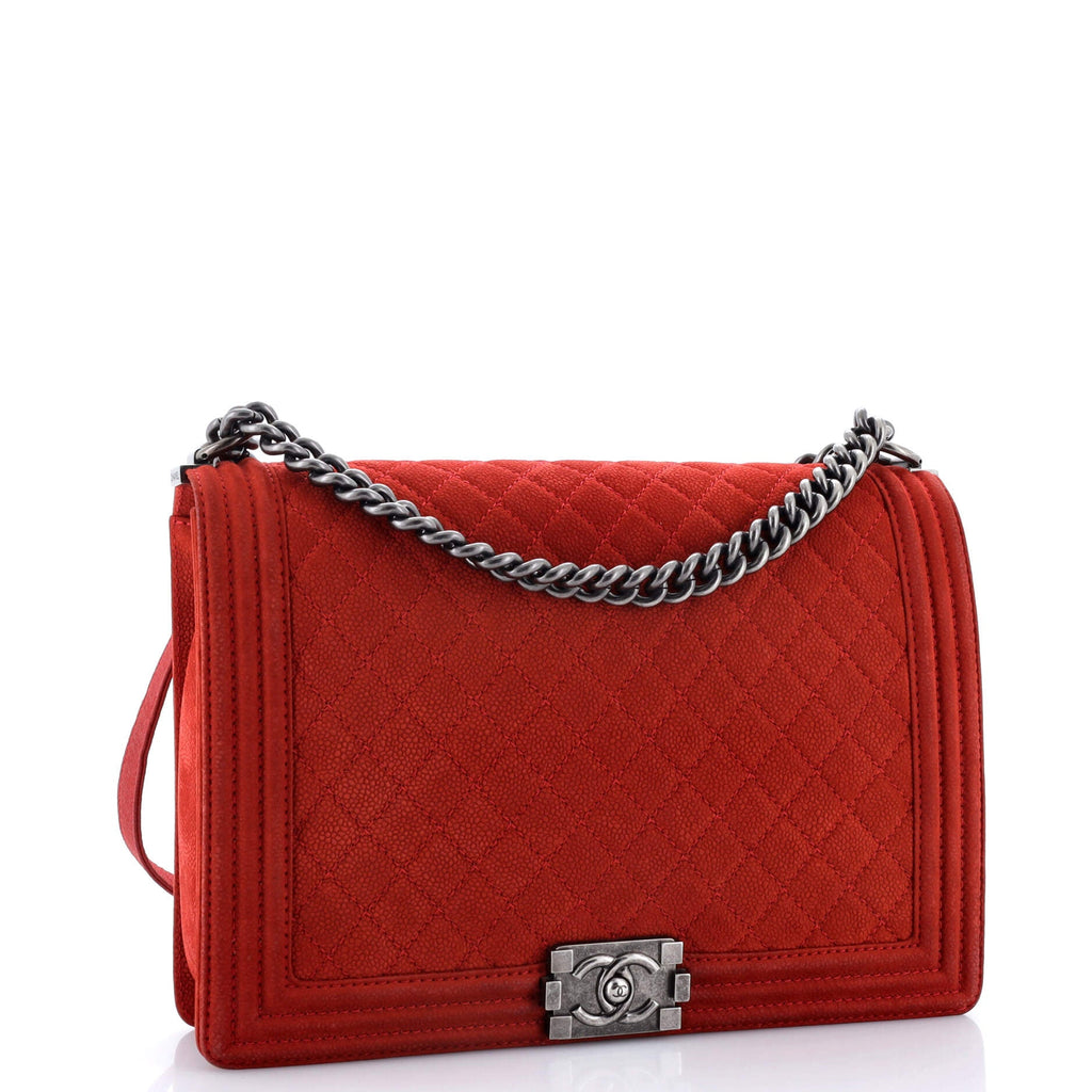 Boy Flap Bag Quilted Matte Caviar Large