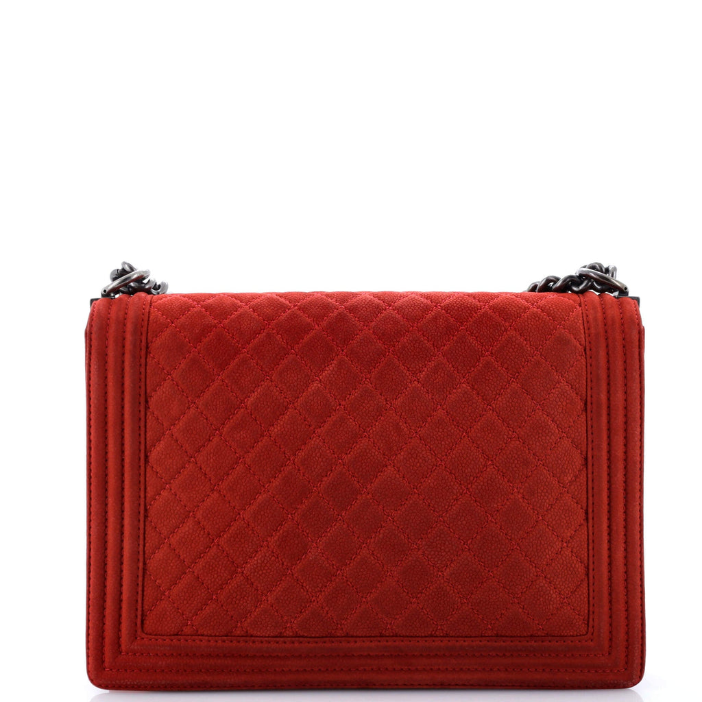 Boy Flap Bag Quilted Matte Caviar Large