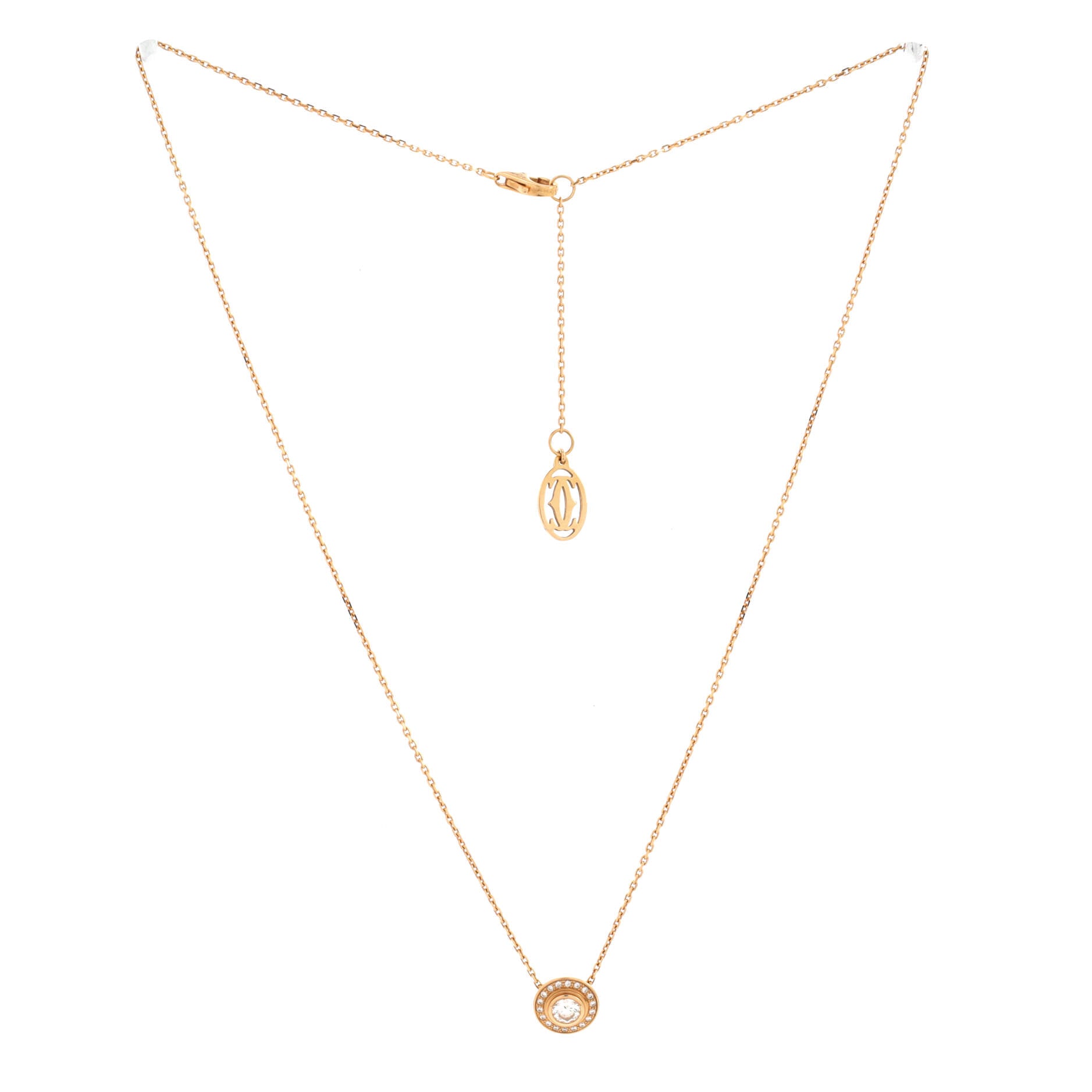 Cartier D'Amour Pendant Necklace 18K Rose Gold with Pave Diamonds