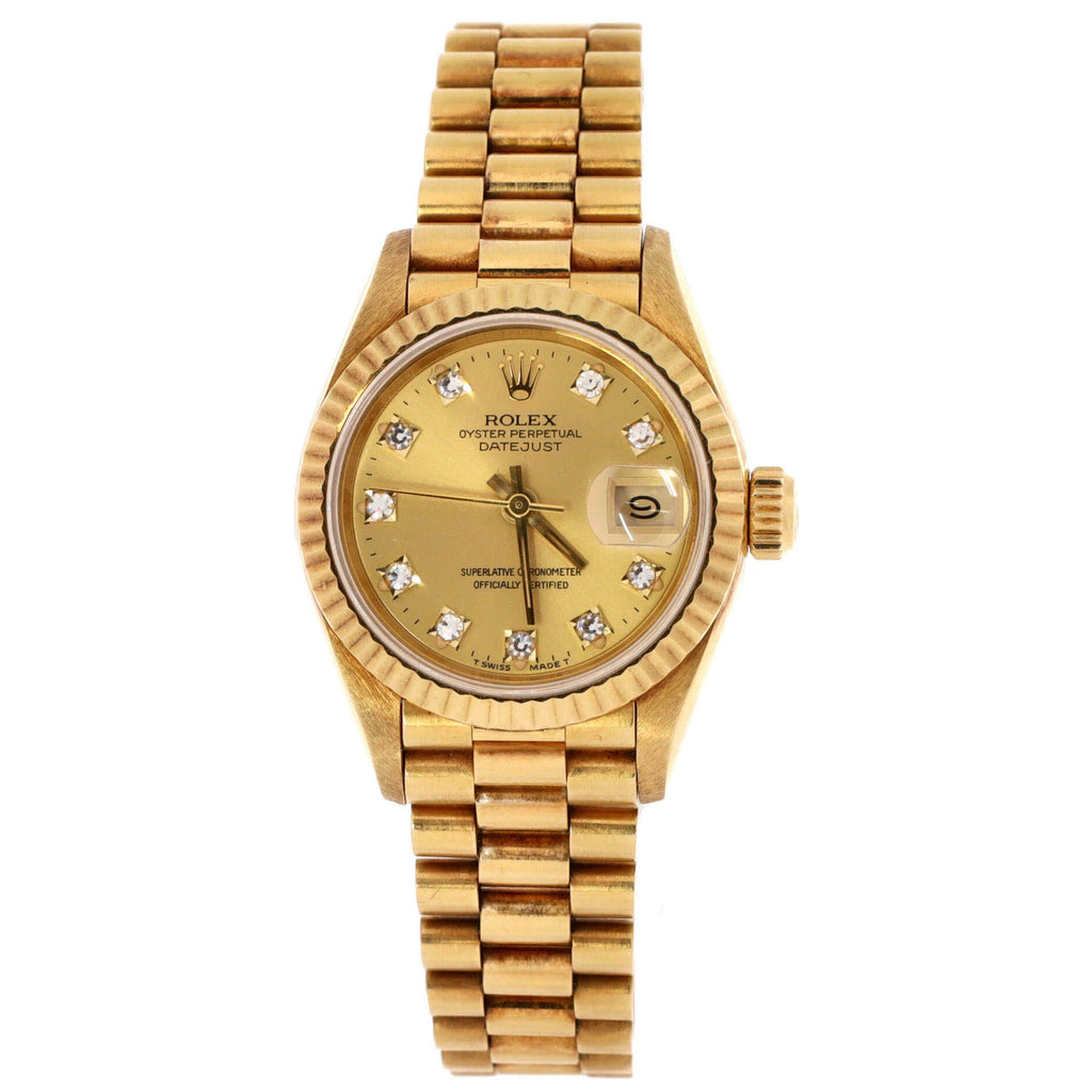 Oyster Perpetual Datejust Automatic Watch Yellow Gold with Diamond Markers 26