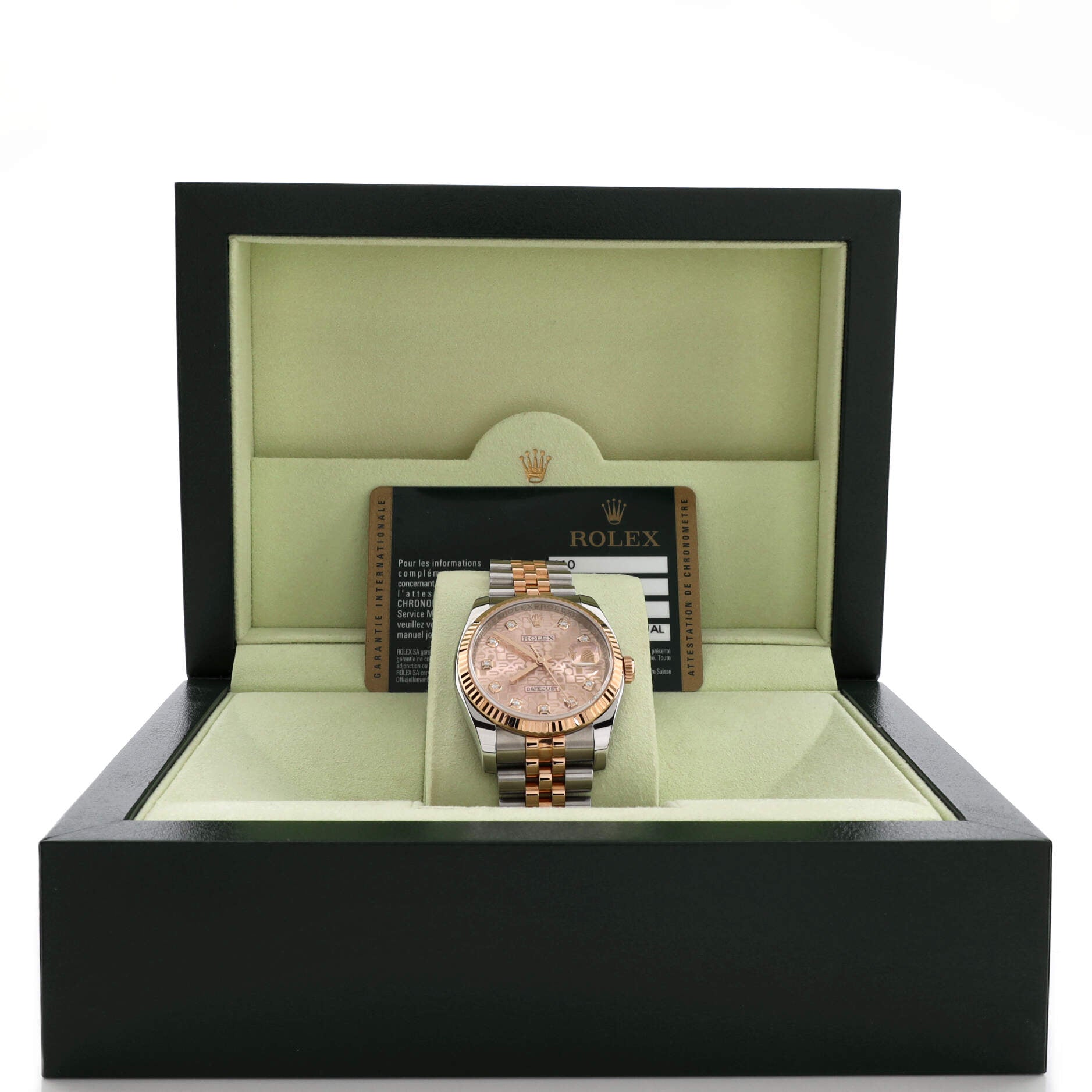 Oyster Perpetual Datejust Automatic Watch Stainless Steel and Rose Gold with Diamond Markers 36