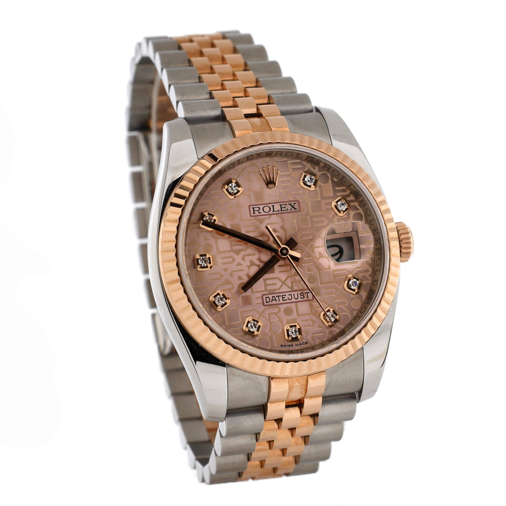 Oyster Perpetual Datejust Automatic Watch Stainless Steel and Rose Gold with Diamond Markers 36