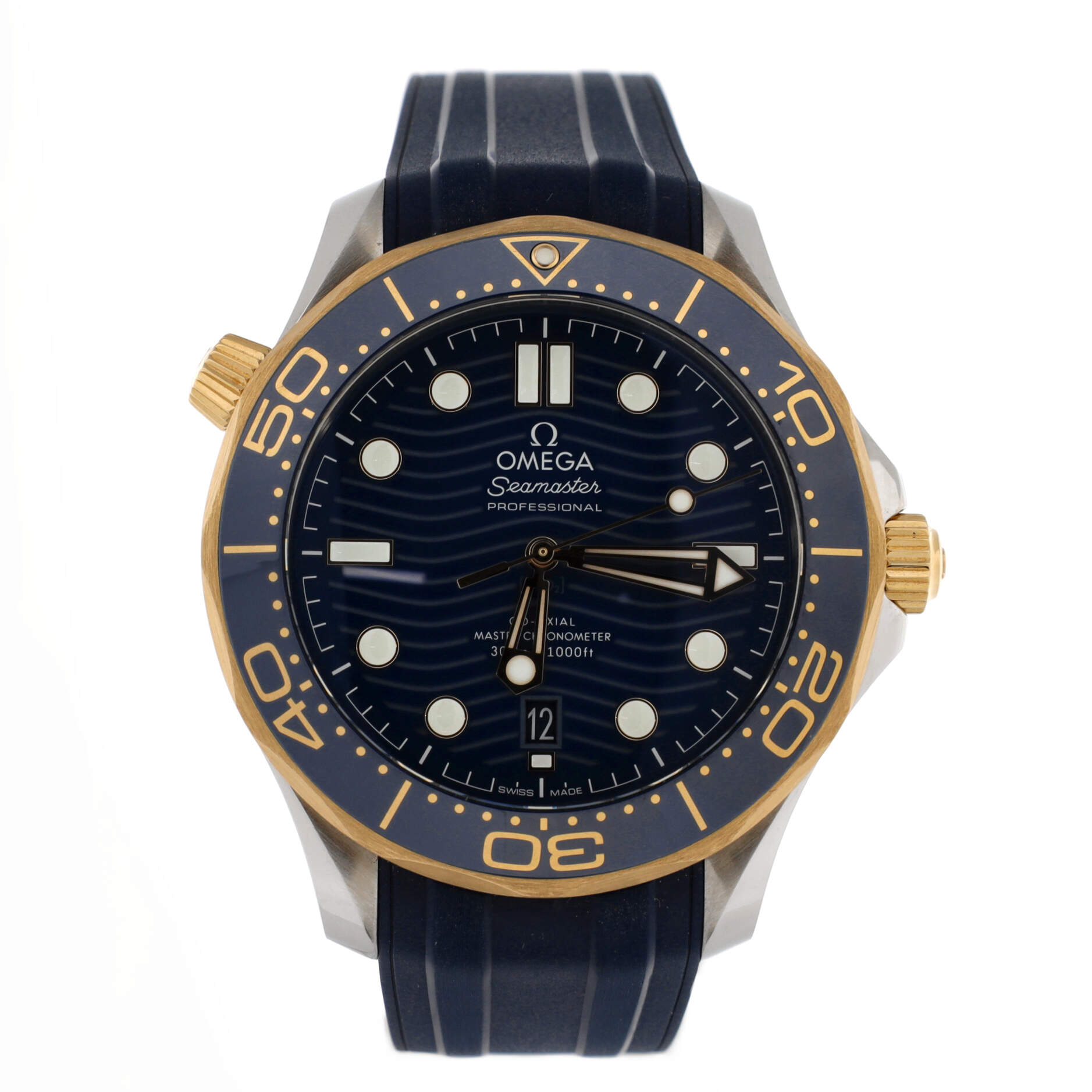 Seamaster Professional Diver 300M Co-Axial Master Chronometer Automatic Watch Stainless Steel and Rubber with Yellow Gold 42