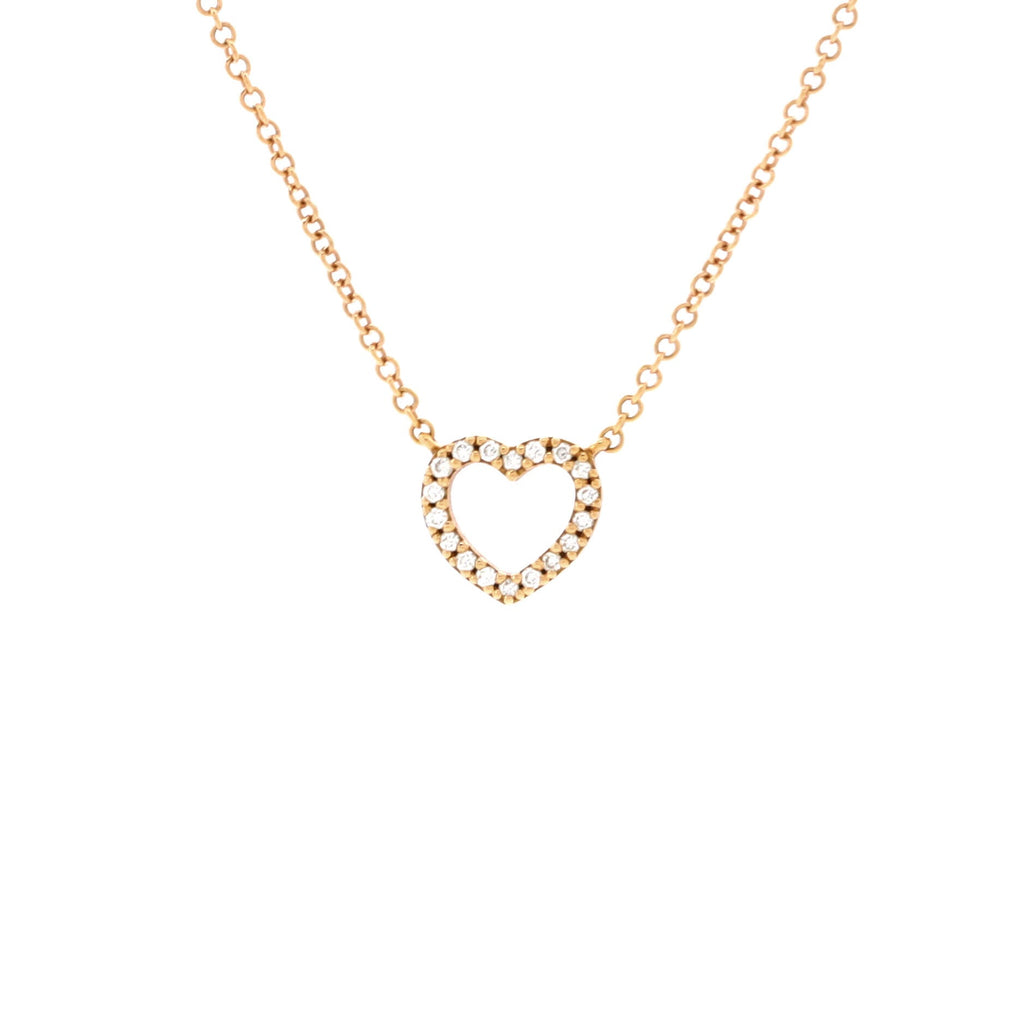 Metro Heart Pendant Necklace 18K Rose Gold and Diamonds Mini
