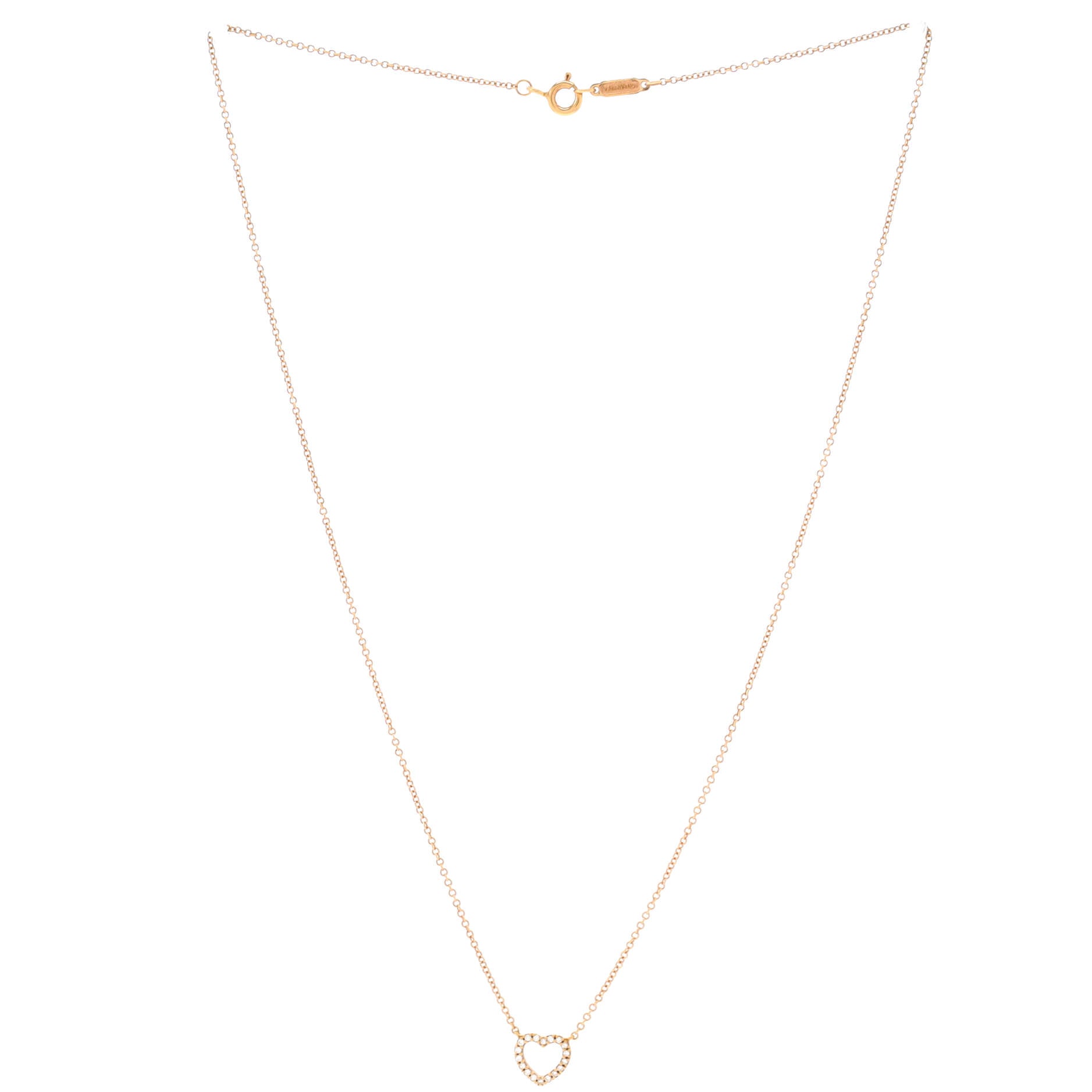 Metro Heart Pendant Necklace 18K Rose Gold and Diamonds Mini