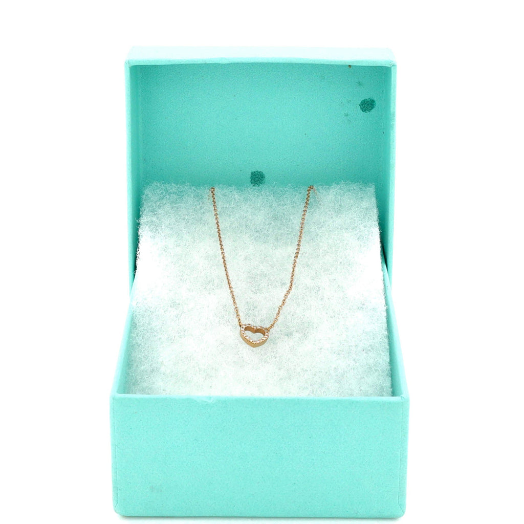 Metro Heart Pendant Necklace 18K Rose Gold and Diamonds Mini