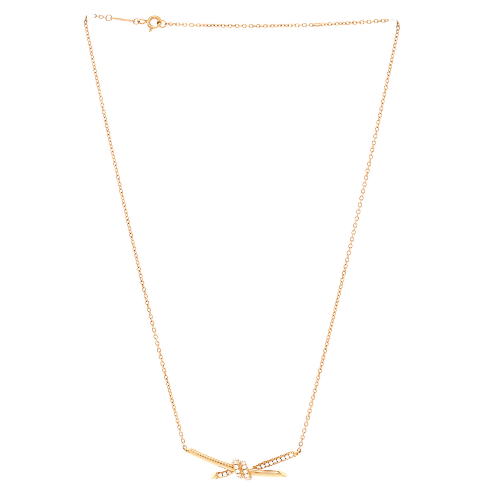 Knot Pendant Necklace 18K Rose Gold with Diamonds