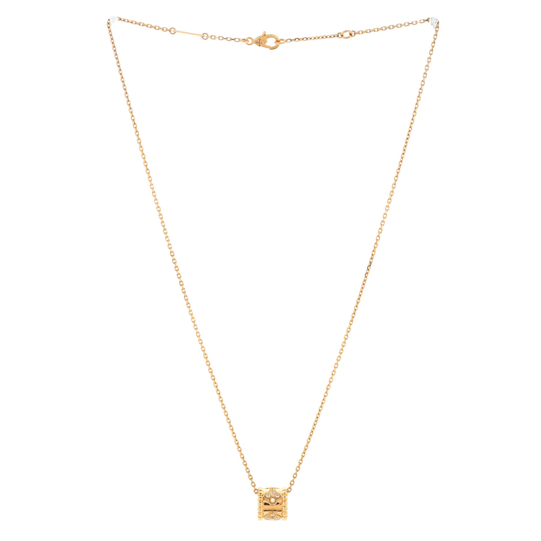 Perlee Clovers Pendant Necklace 18K Rose Gold and Diamonds