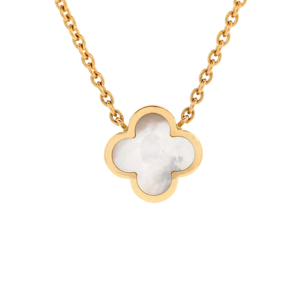 Pure Alhambra Pendant Necklace 18K Yellow Gold and Mother of Pearl 11mm