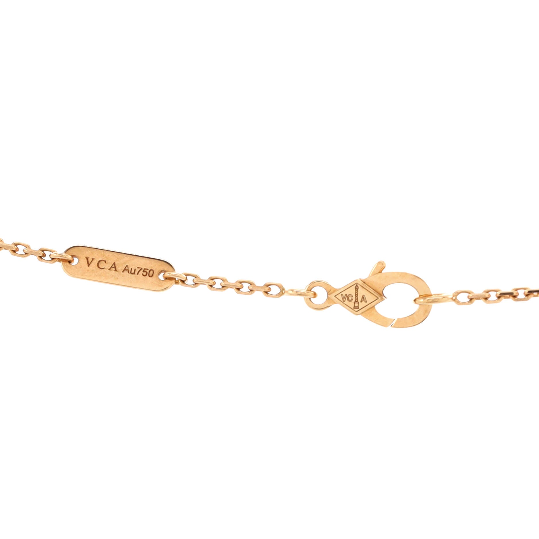 Vintage Alhambra Pendant Necklace 18K Rose Gold and Onyx with Diamond