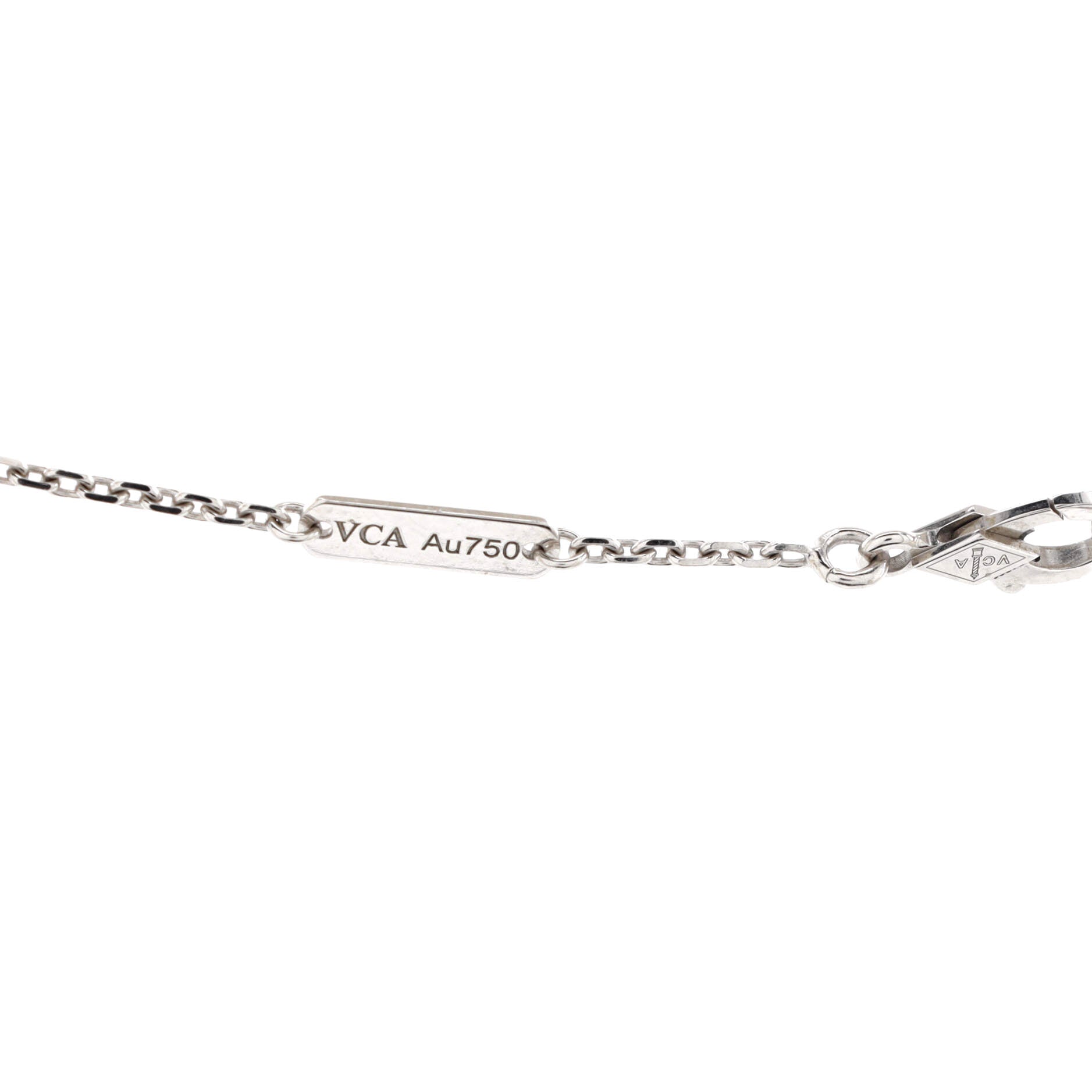 Vintage Alhambra Pendant Necklace 18K White Gold and Chalcedony