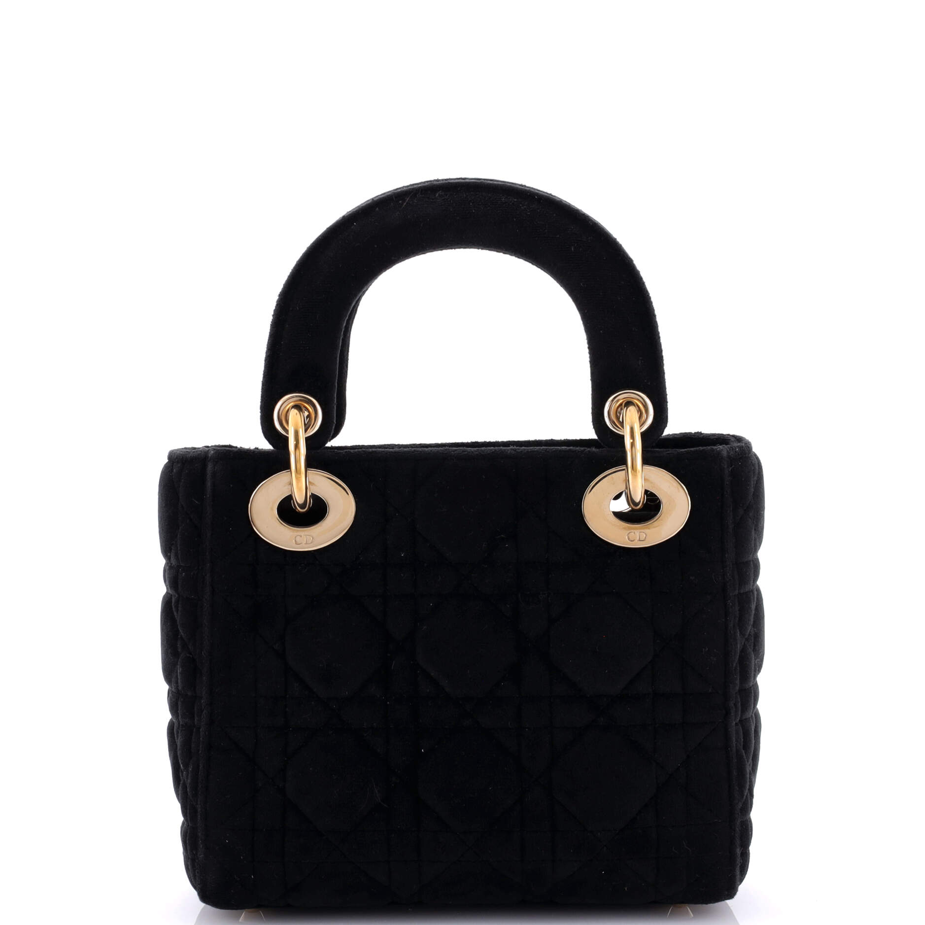 Lady Dior Chain Bag Cannage Quilt Velvet with Crystal Charms Mini