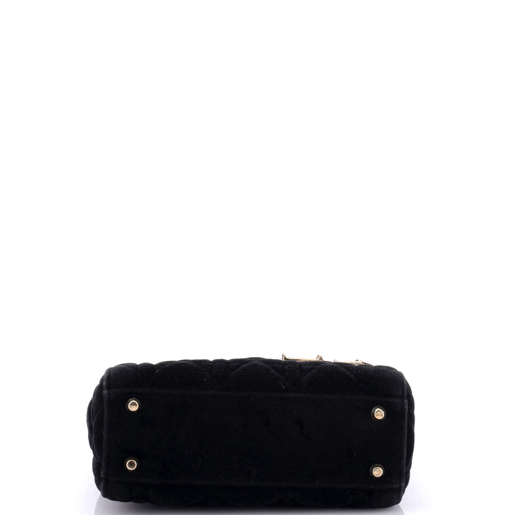 Lady Dior Chain Bag Cannage Quilt Velvet with Crystal Charms Mini