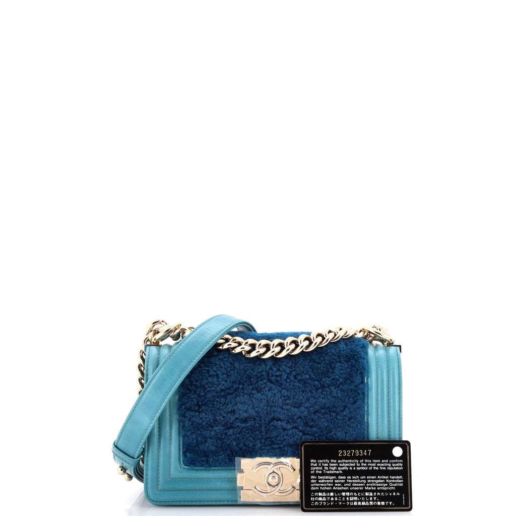 Boy Flap Bag Shearling with Leather Small