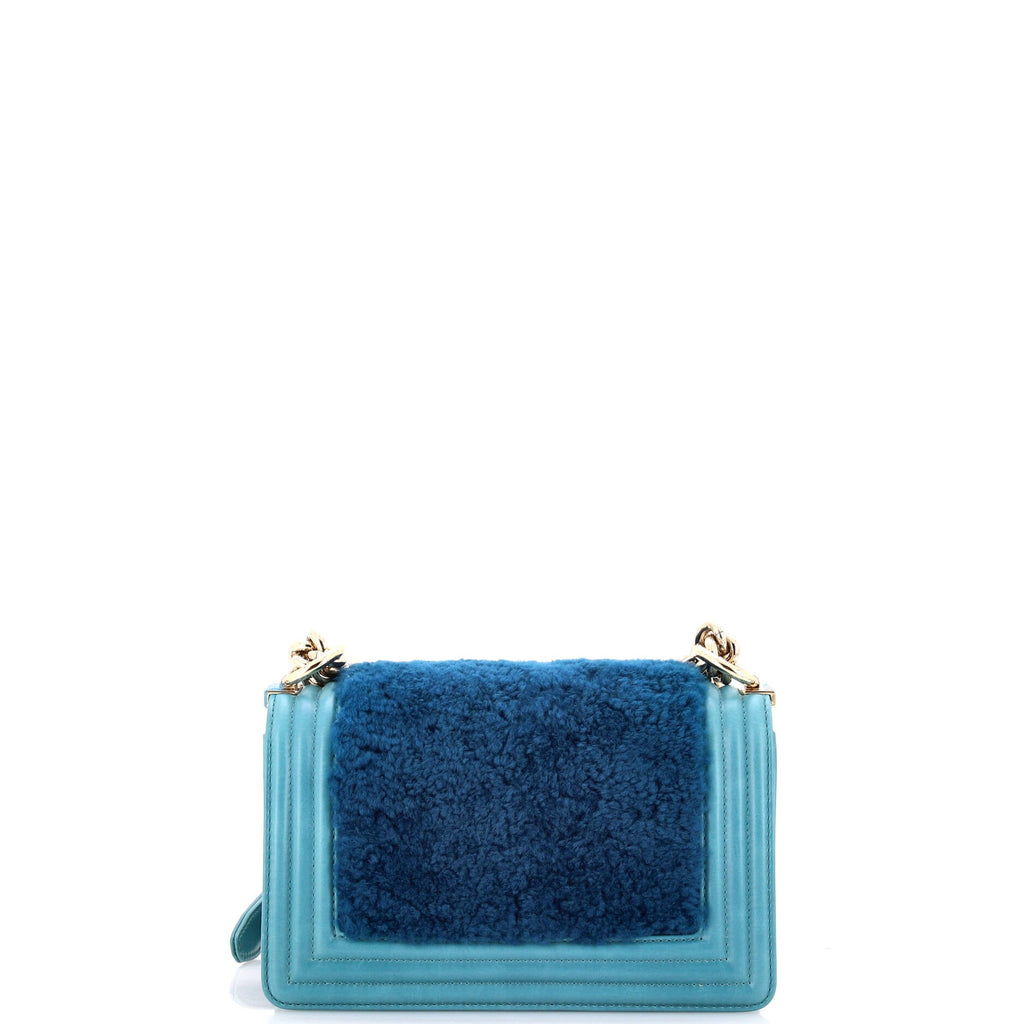 Boy Flap Bag Shearling with Leather Small