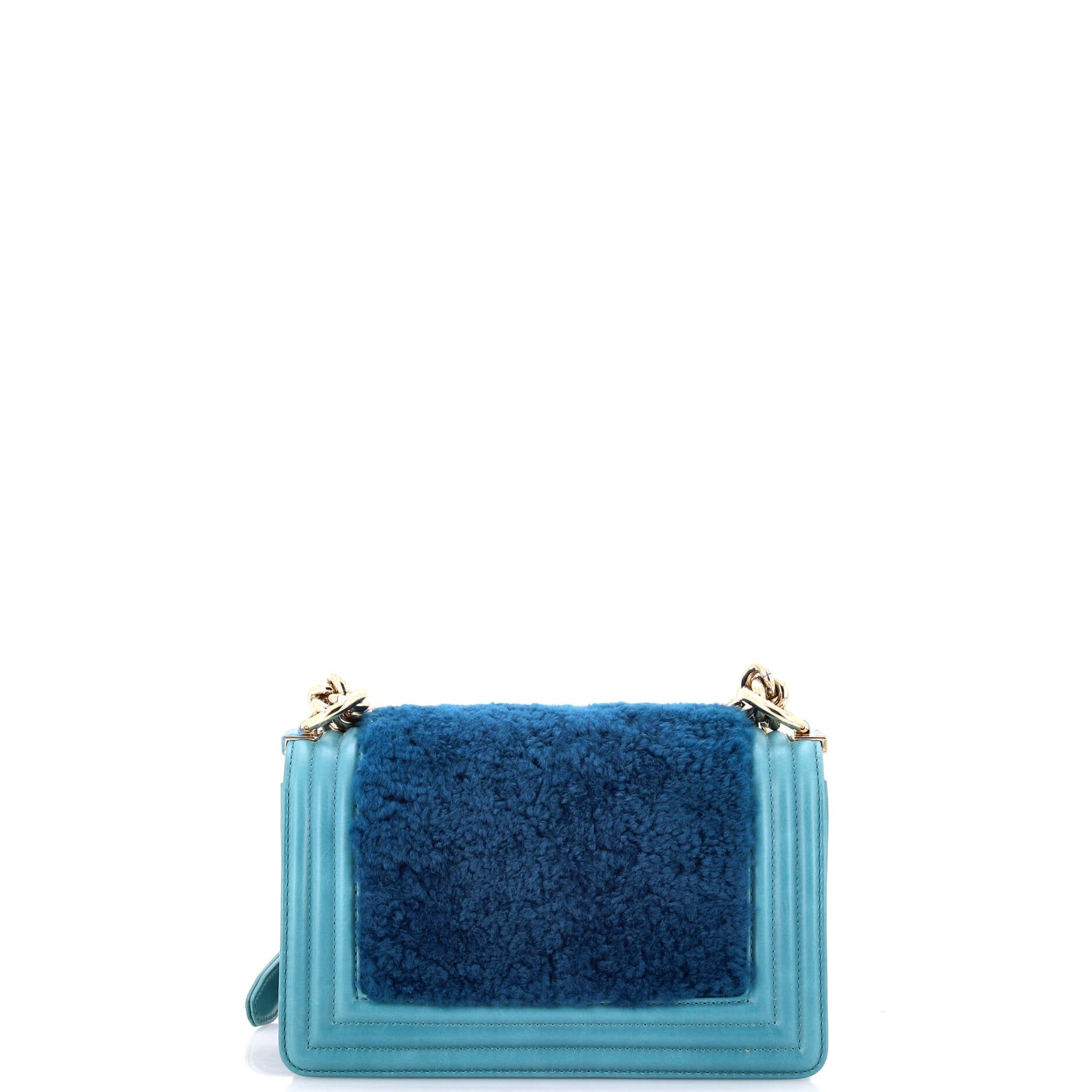 Boy Flap Bag Shearling with Leather Small