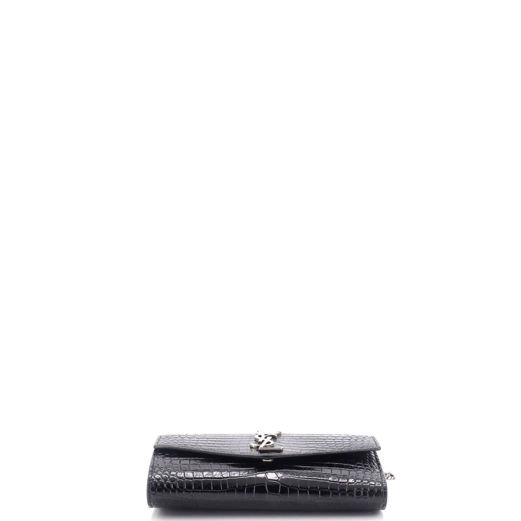 Uptown Chain Wallet Crocodile Embossed Leather