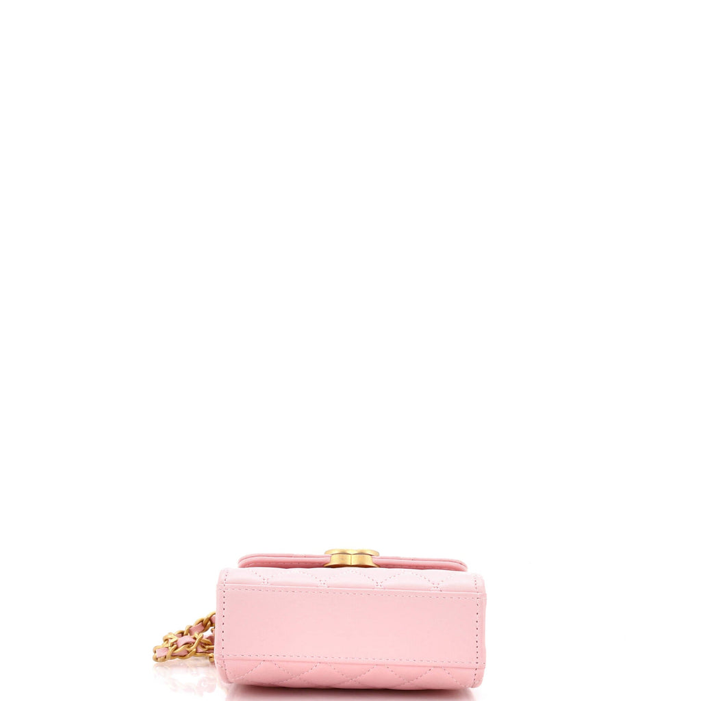 Coco Enamel Top Handle Flap Bag Quilted Lambskin Small
