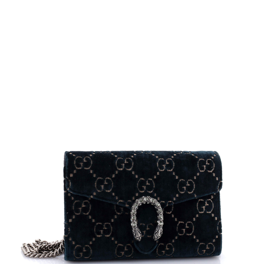Dionysus Chain Wallet GG Velvet Small