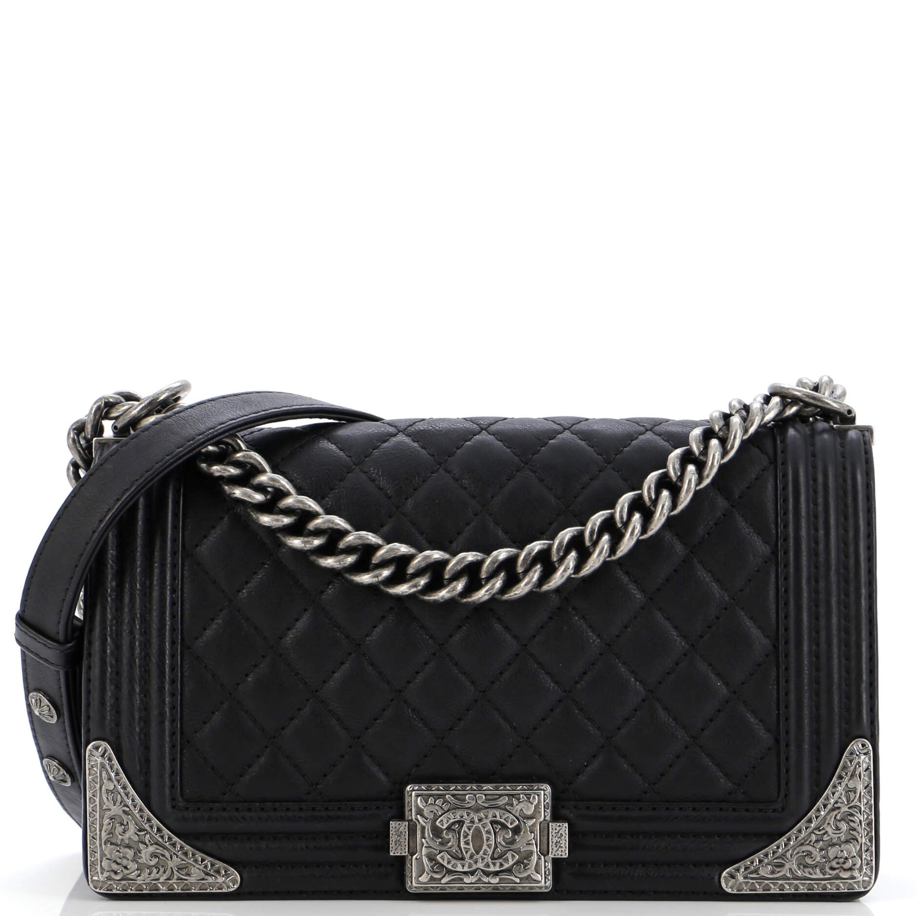 Paris-Dallas Boy Flap Bag Quilted Calfskin with Metal Adornments Old Medium