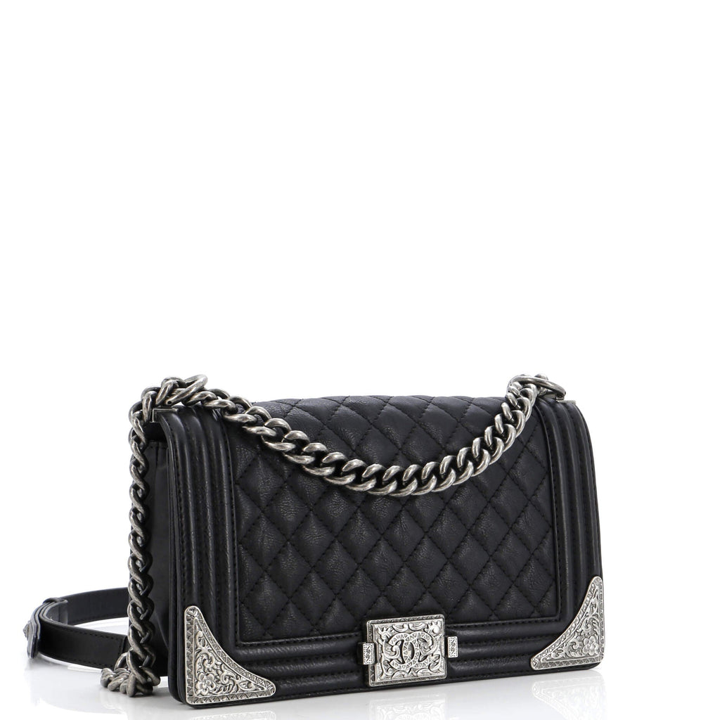 Paris-Dallas Boy Flap Bag Quilted Calfskin with Metal Adornments Old Medium