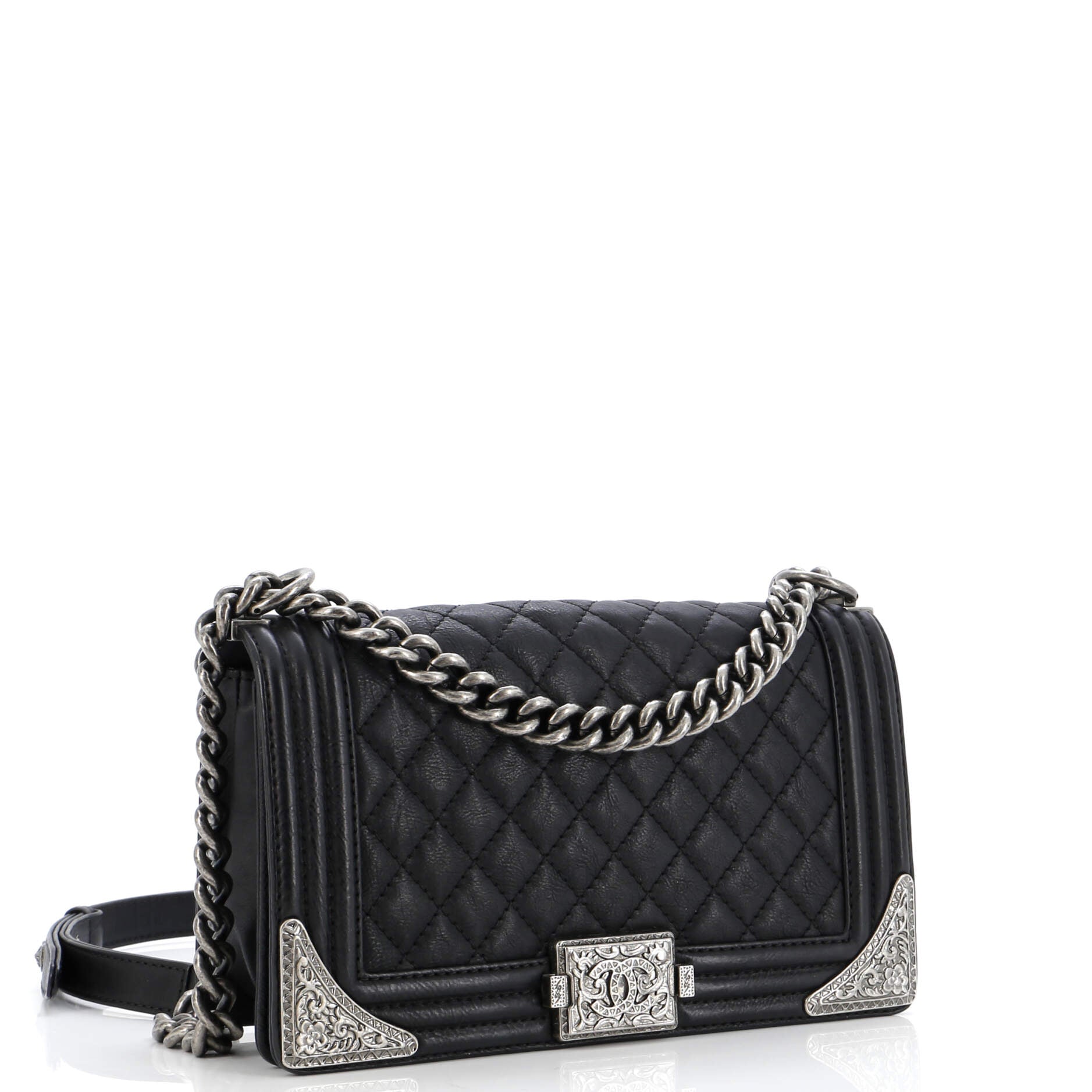 Paris-Dallas Boy Flap Bag Quilted Calfskin with Metal Adornments Old Medium