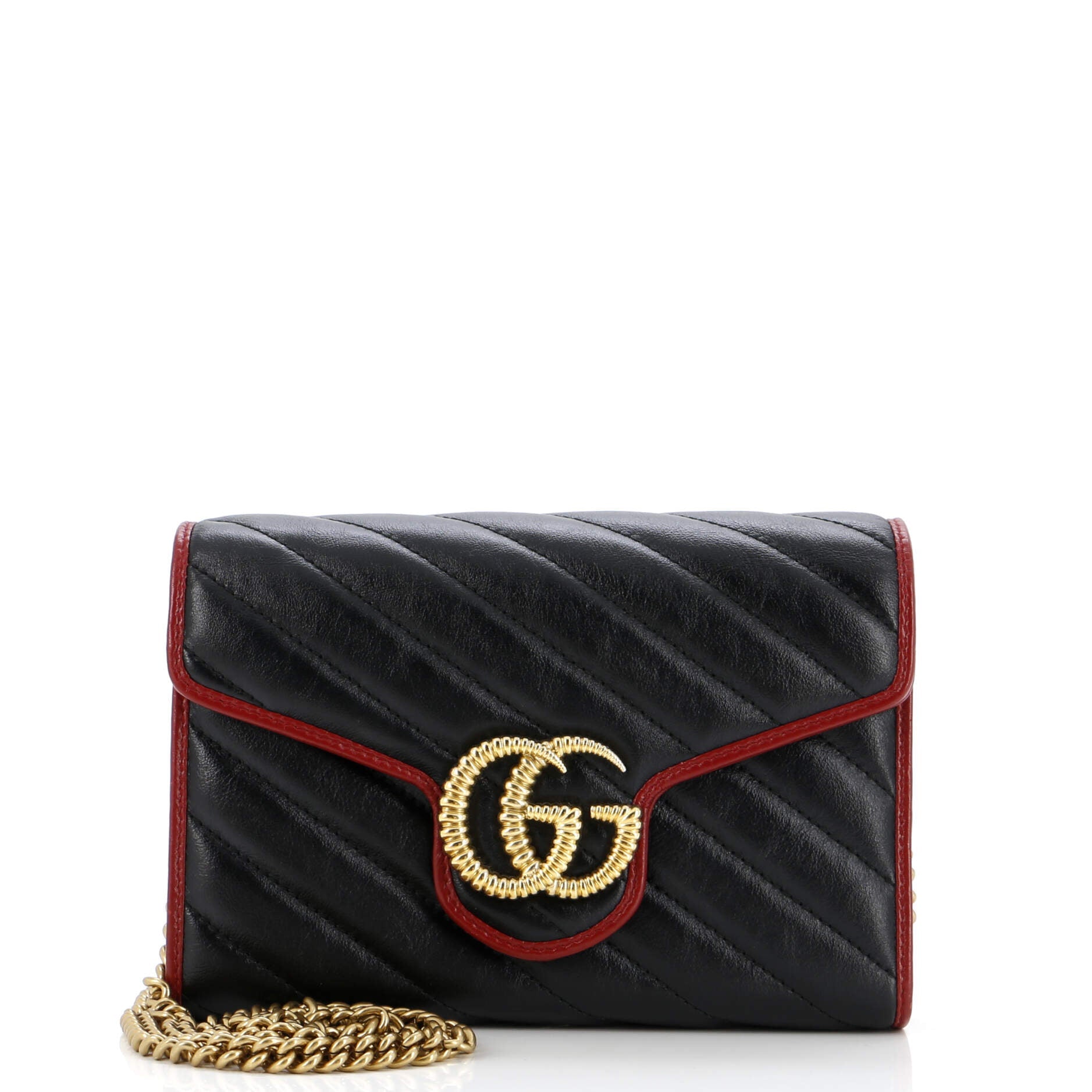 GG Marmont Chain Wallet Diagonal Quilted Leather Mini