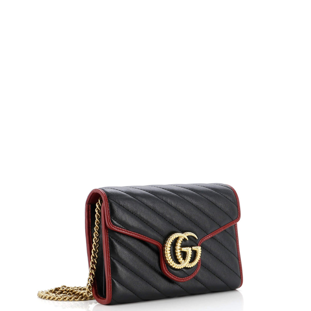 GG Marmont Chain Wallet Diagonal Quilted Leather Mini
