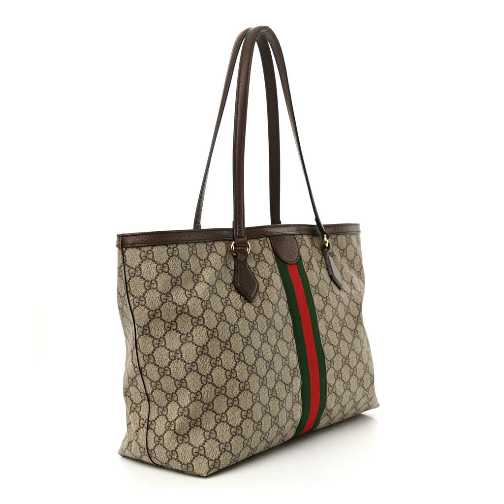 GG Supreme Monogram Medium Ophidia Shopping Tote Brown