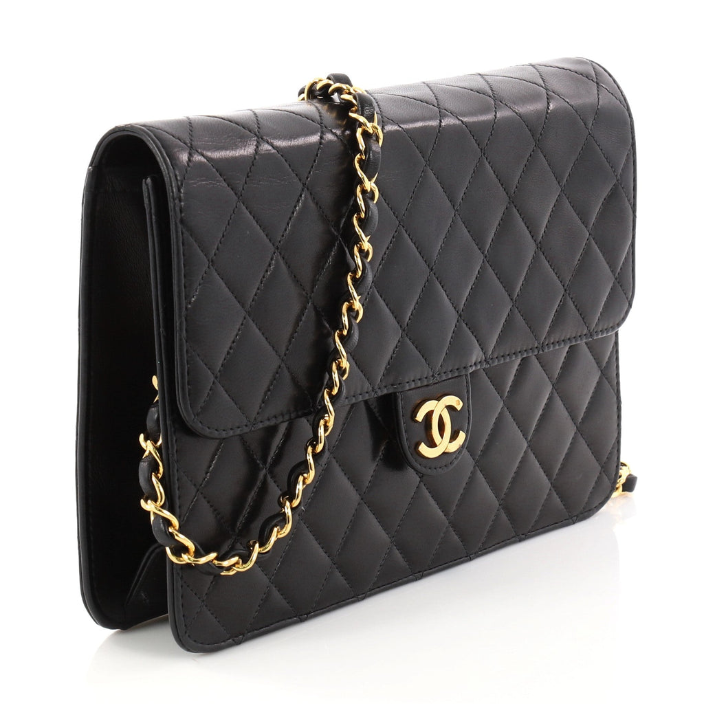 Vintage Clutch with Chain Quilted Leather Medium