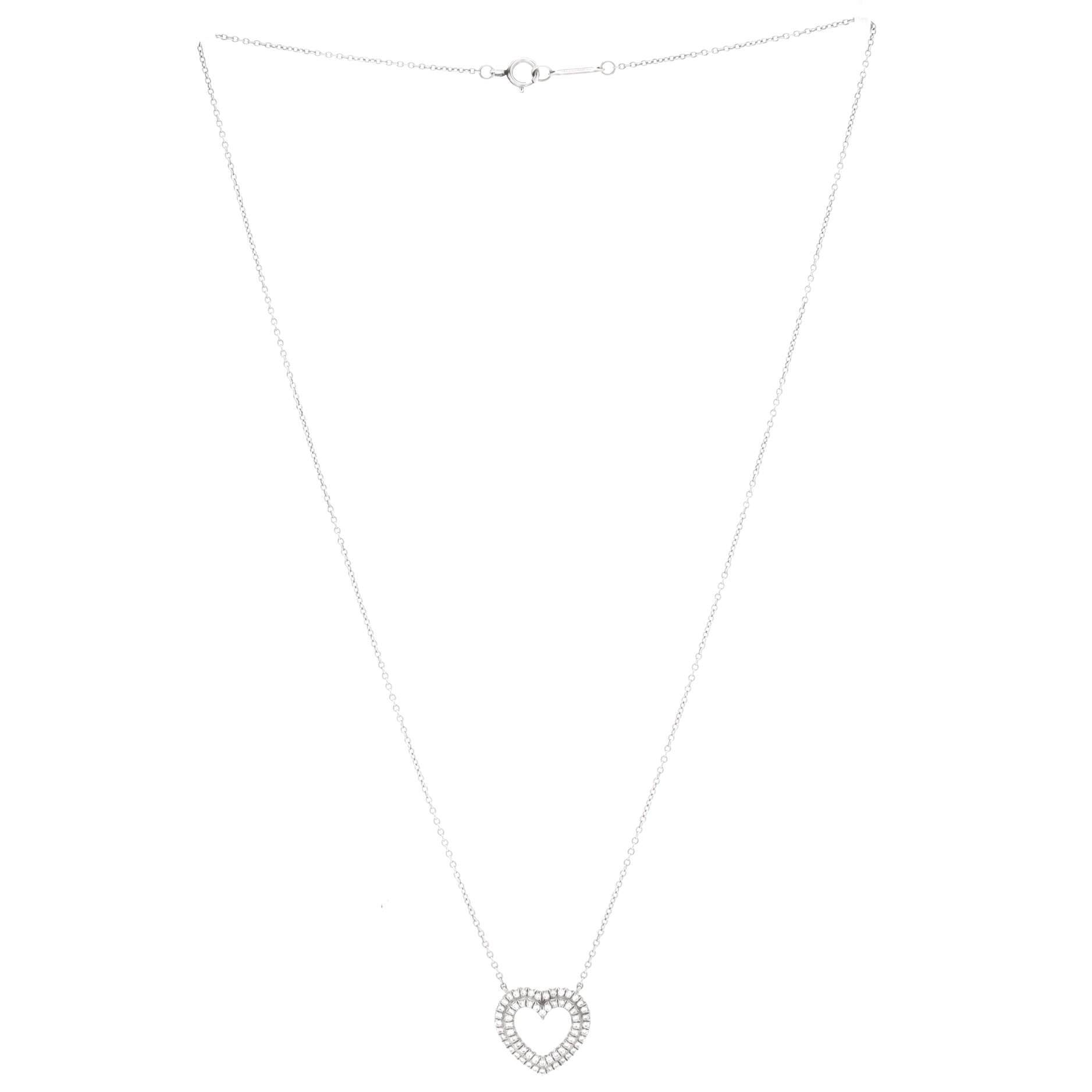 Metro Double Row Heart Pendant Necklace Platinum and Diamonds