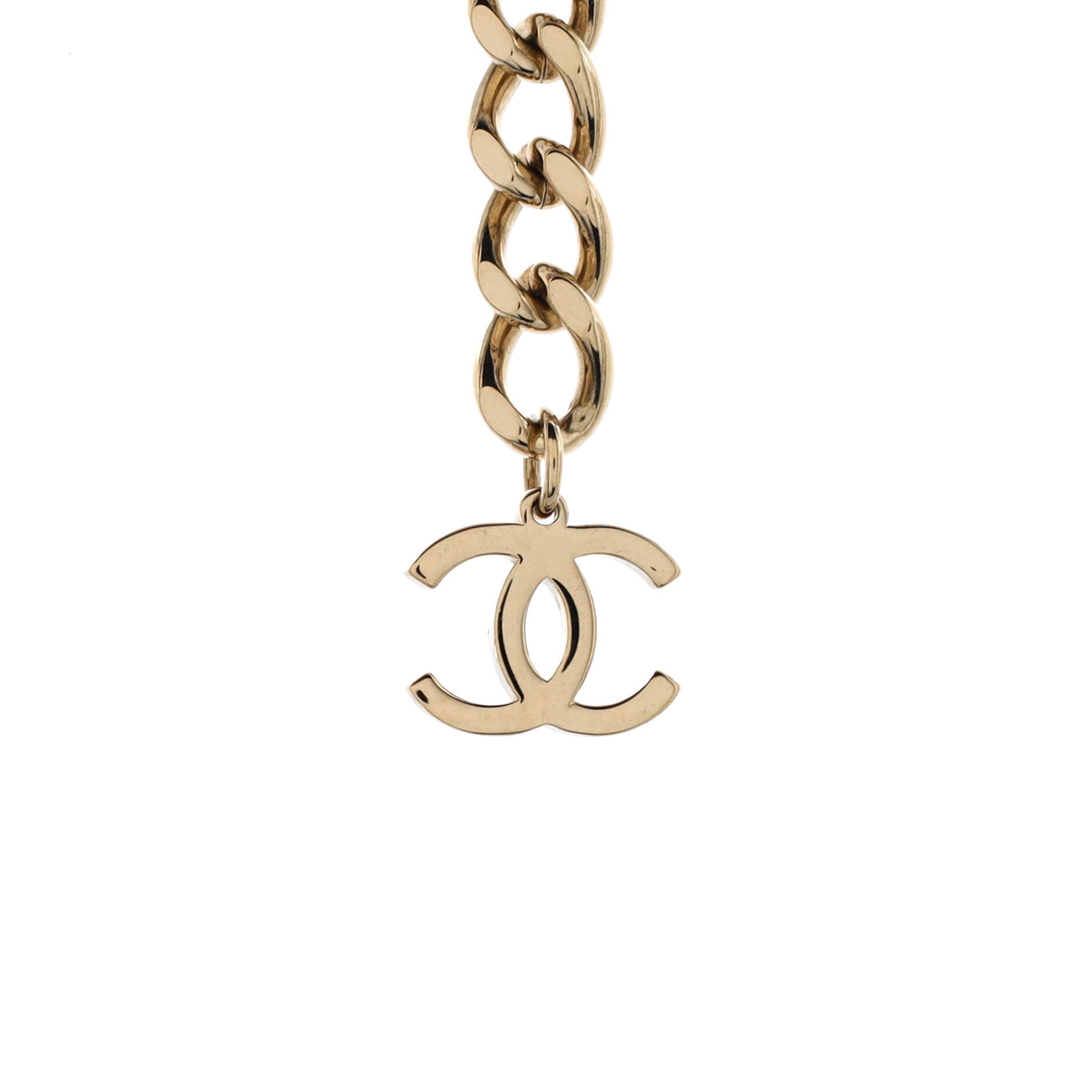 CC Allover Long Chain Necklace Metal with Enamel