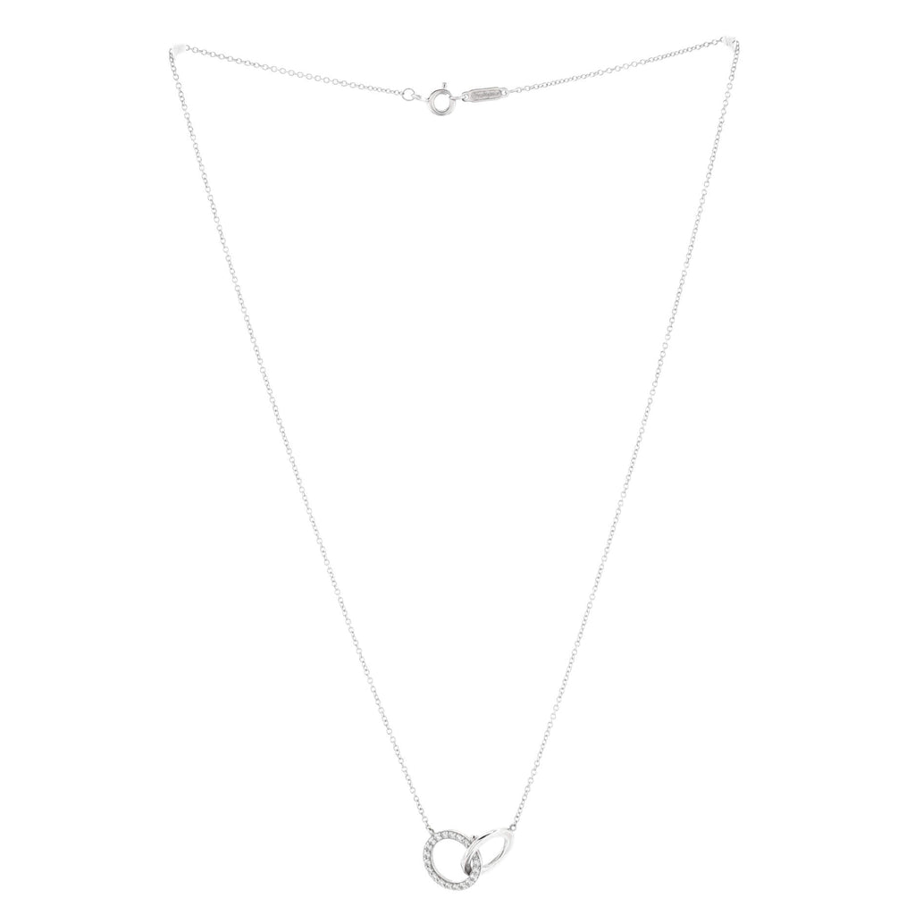 Interlocking Circles Pendant Necklace 18K White Gold and Diamonds