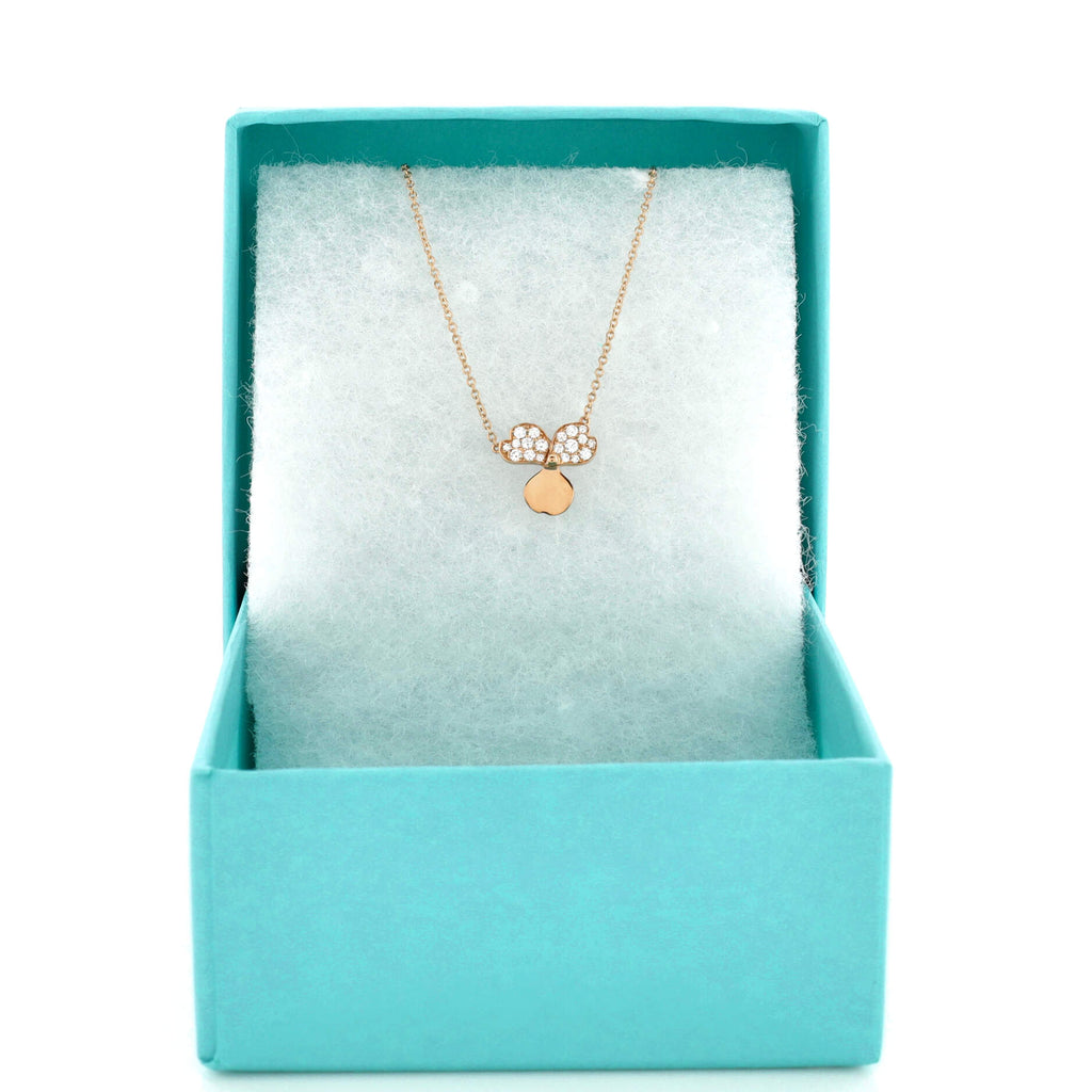 Paper Flowers Pendant Necklace 18K Rose Gold and Diamonds Small