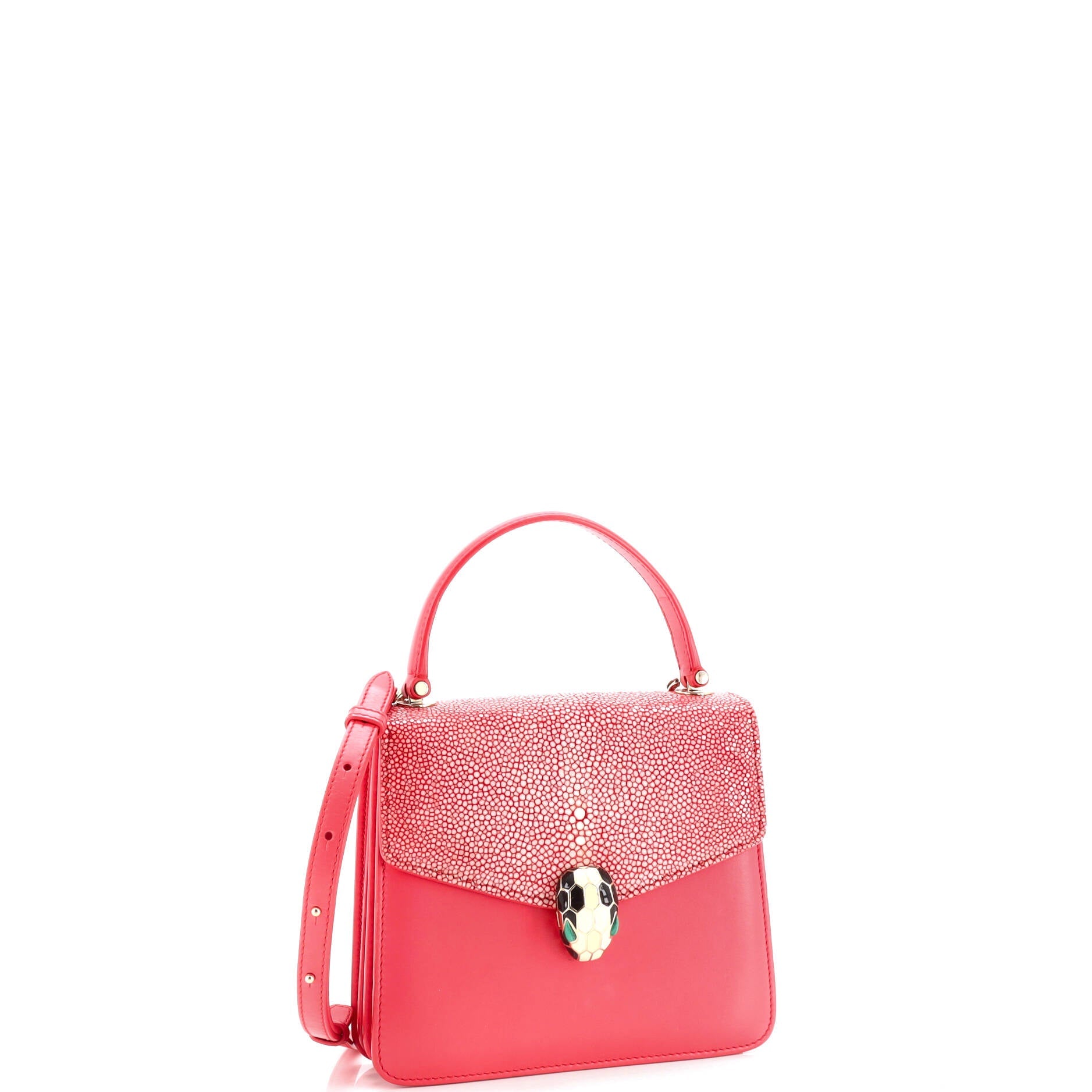 Serpenti Forever Top Handle Bag Leather and Stingray Small