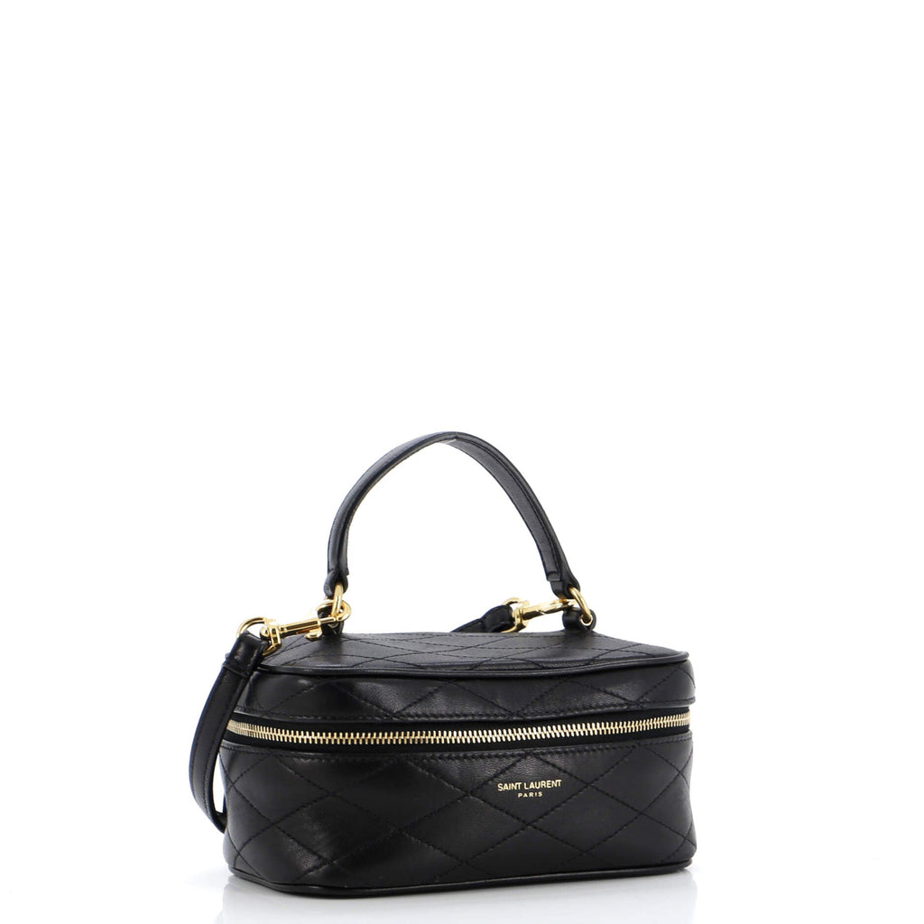 Top Handle Convertible Vanity Bag Quilted Leather Mini