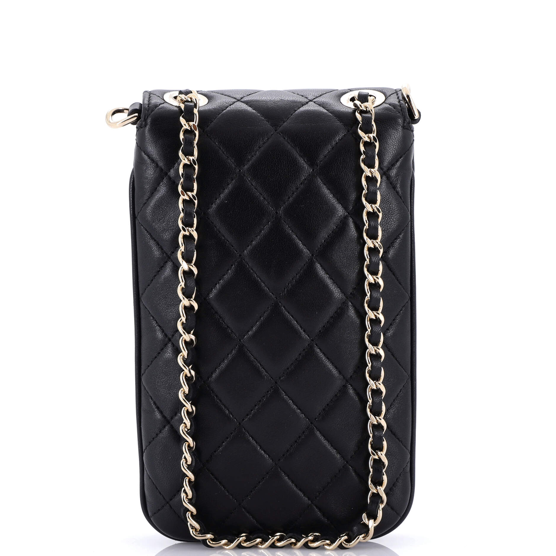 Chain Around Phone Holder Crossbody Bag Quilted Lambskin