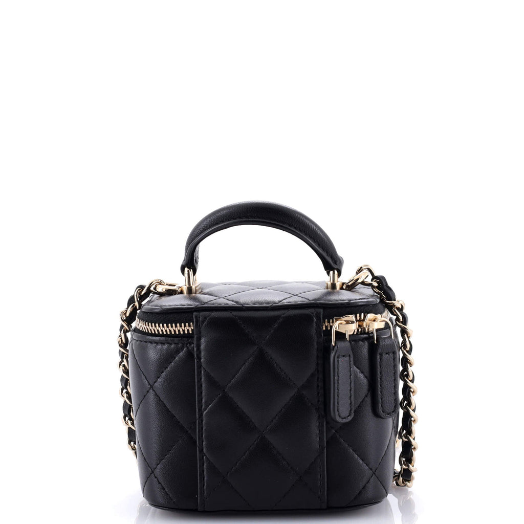 Classic Top Handle Vanity Case with Chain Quilted Lambskin Mini