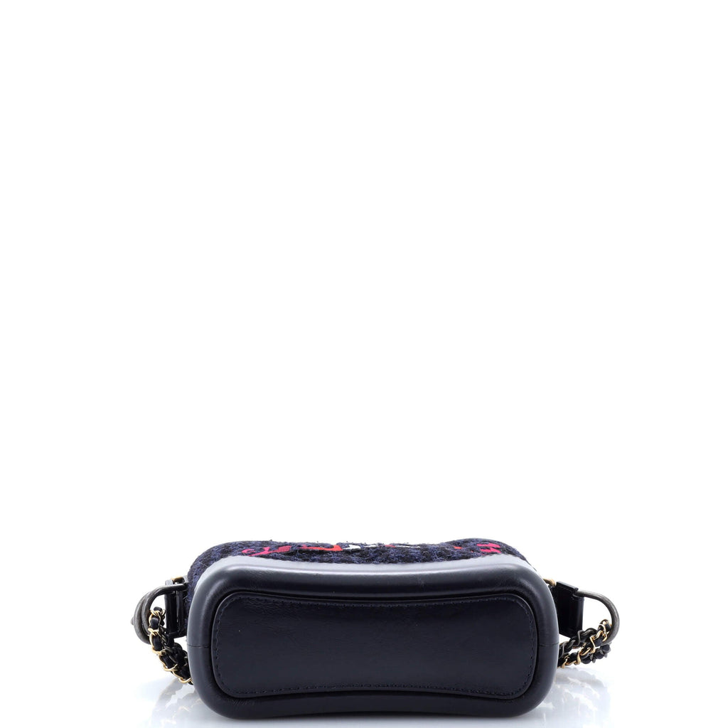 Gabrielle Logo Hobo Tweed and Calfskin Small